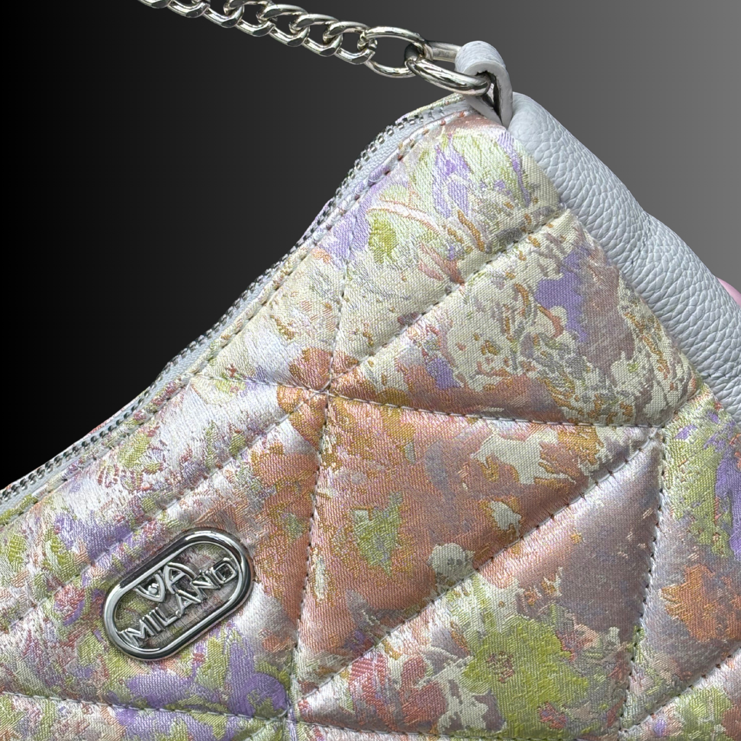 VA MILANO Schultertasche Handtasche Tasche Edles Webmaterial & Echtleder