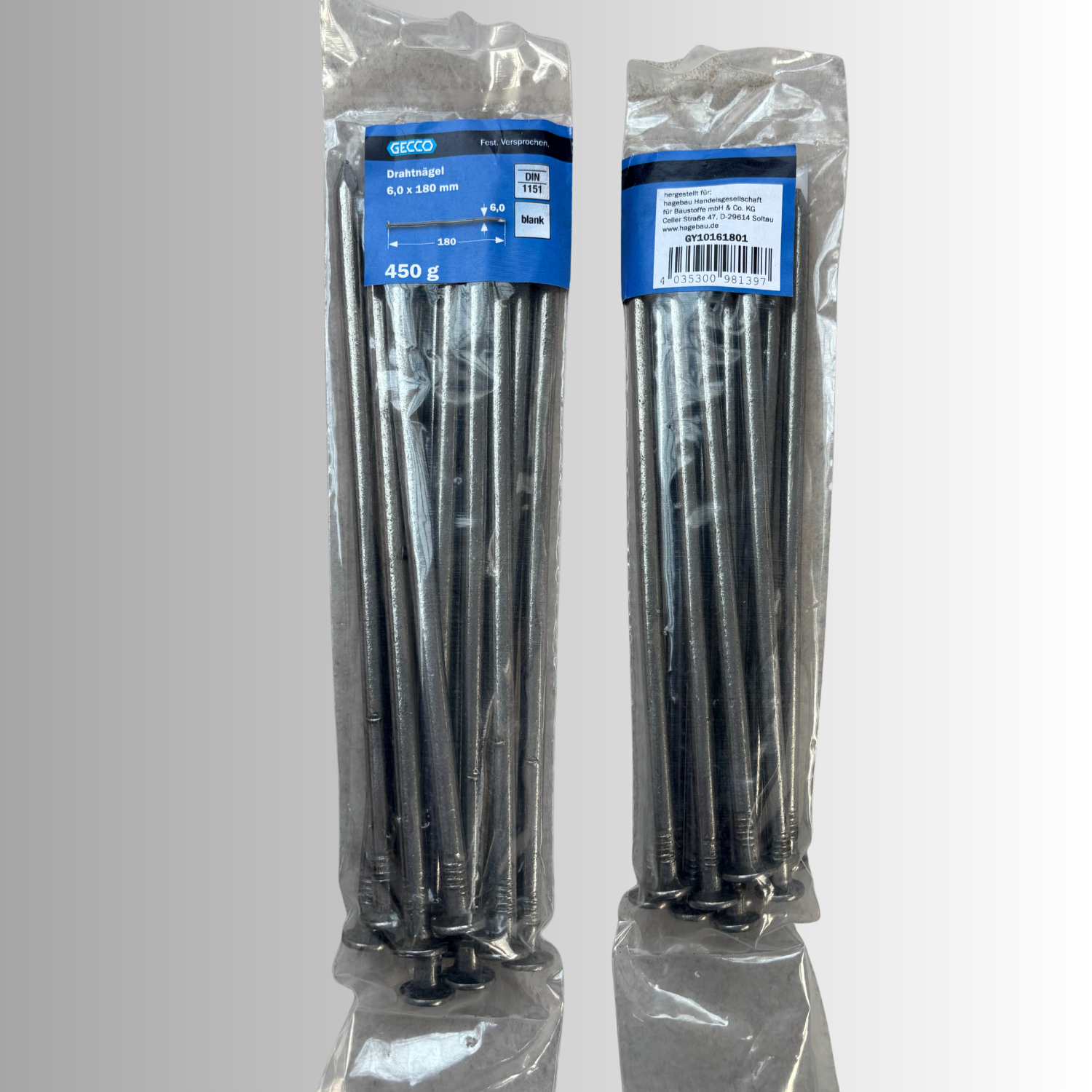 No.91 Gecco Drahtnägel 6,0x180mm - 450g Blank