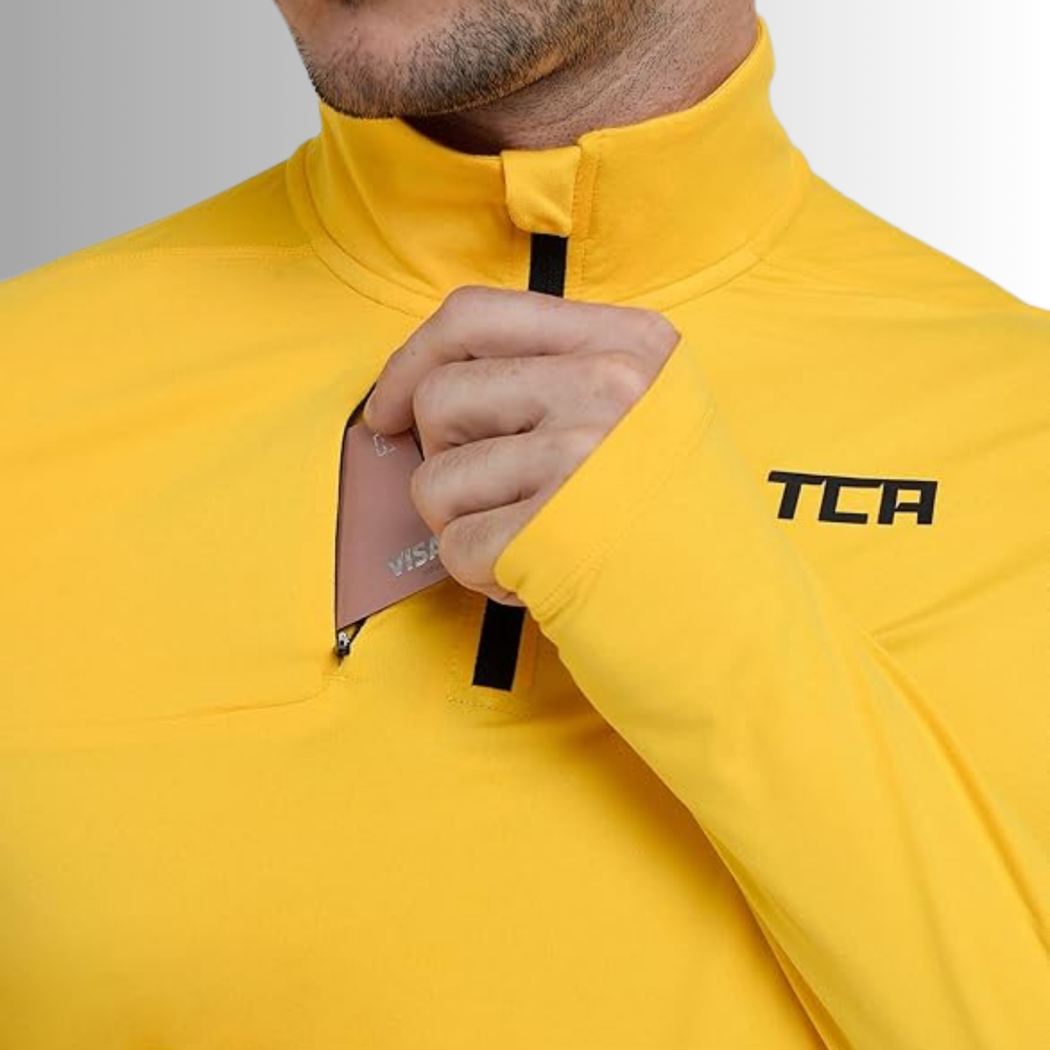 TCA Funktionsshirt Herren Langarm Fusion Pro Quickdry Langarmshirt atmungsaktiv Sportshirt mit Tasche Outdoor Longsleeve Sport Pullover Größe: M