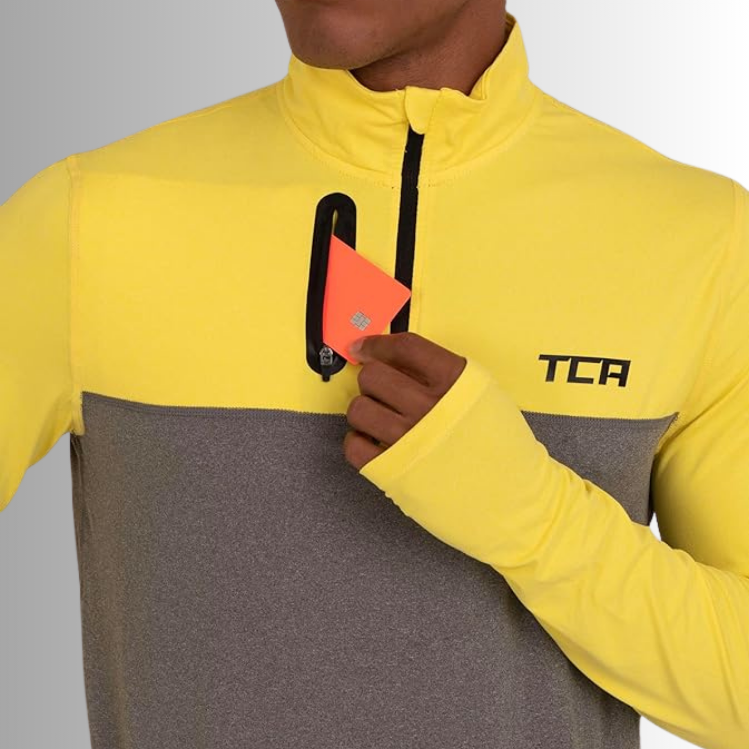 TCA Trainingsshirt Herren Langarm Laufshirt mit Reißverschluss Größe: M