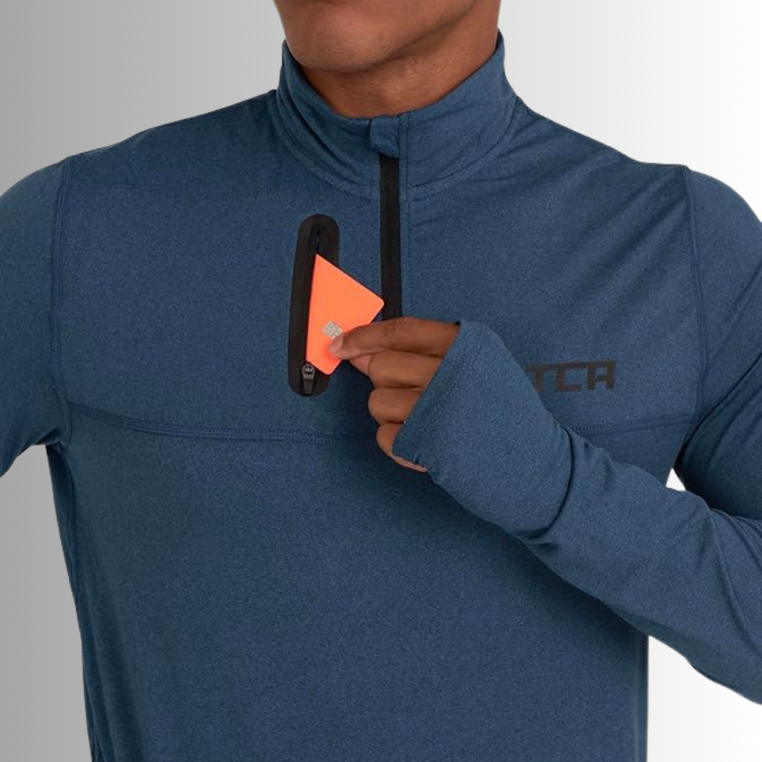 TCA Trainingsshirt Herren Langarm Laufshirt mit Reißverschluss Größe: L, XL