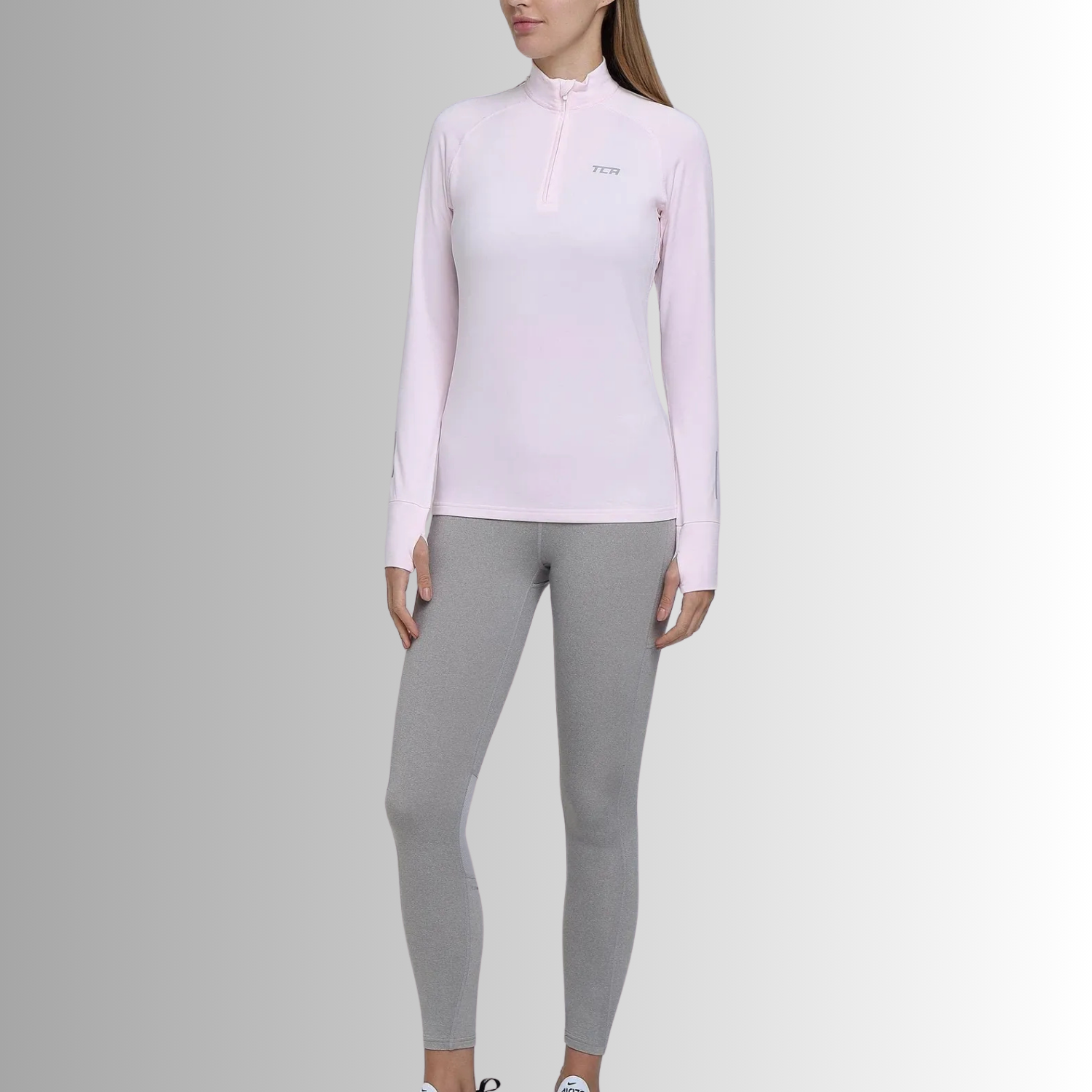 TCA Damen Winter Running Langarm Laufshirt mit Brustreißverschluss Größe: M