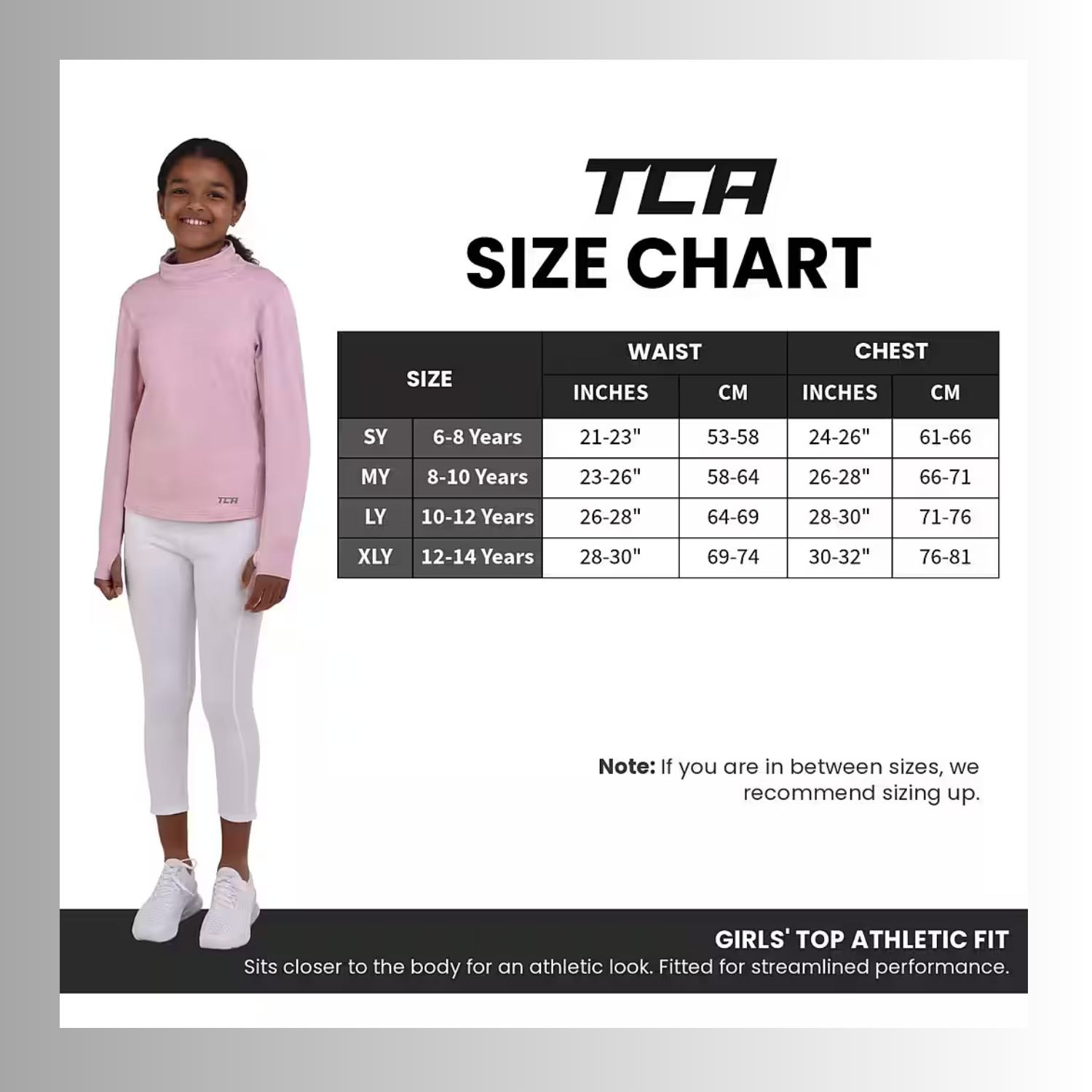 TCA Mädchen Warm-Up Trichterkragen Rollkragen Thermo Lauf Oberteil Größe: 122-128cm
