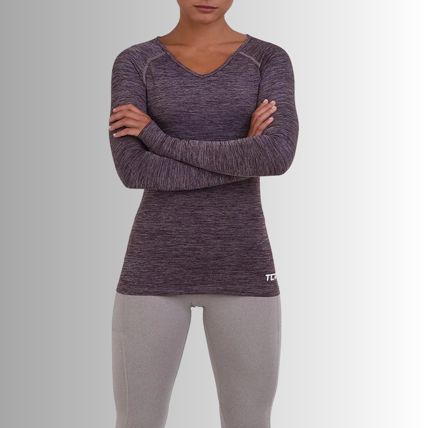 TCA Damen Elle Langarm V-Ausschnitt Laufshirt, Sportshirt, Trainingsshirt Größe: S