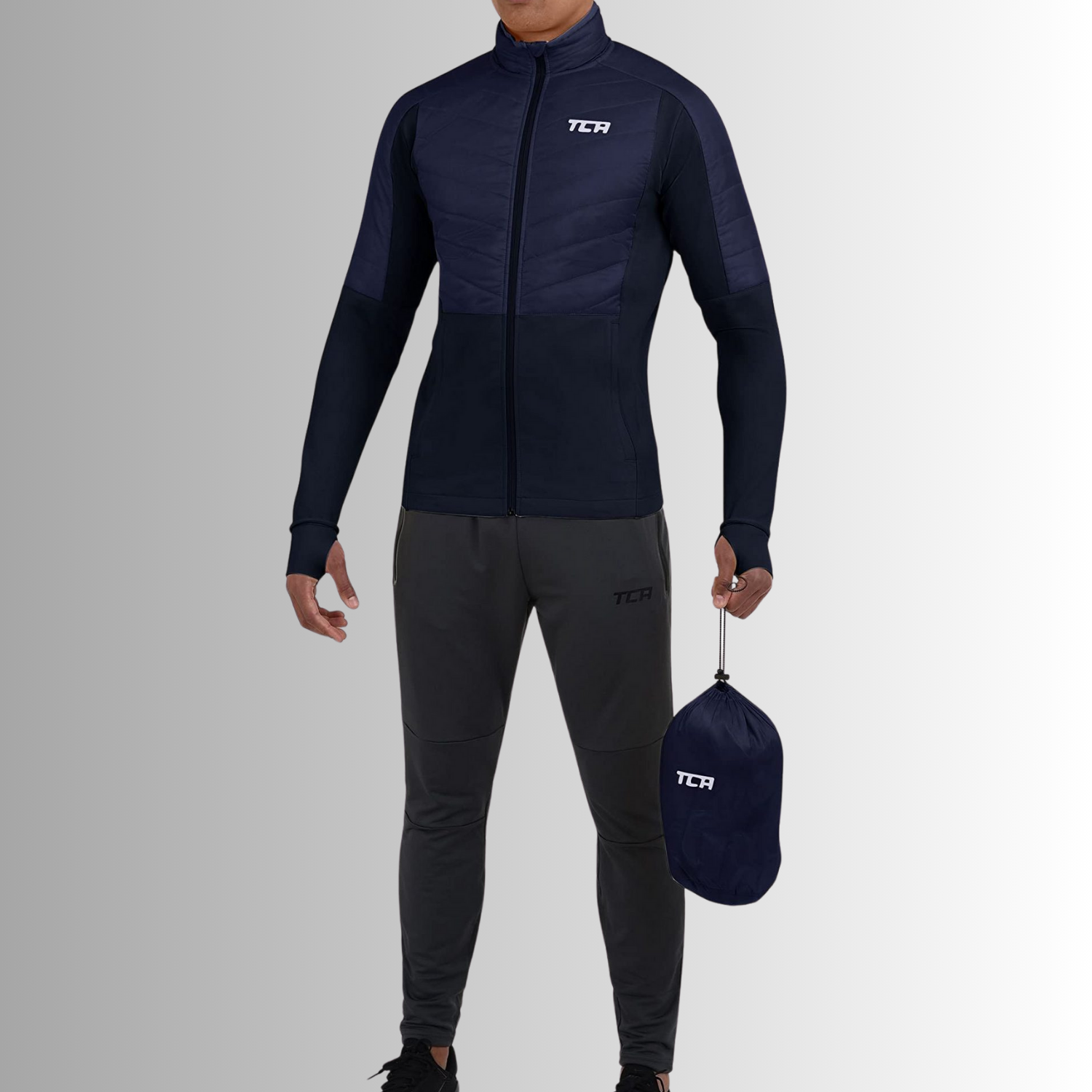 TCA Herren Excel Runner ganzjährige, leichte, wasserabweisende verstaubare Jacke Größe: M, L