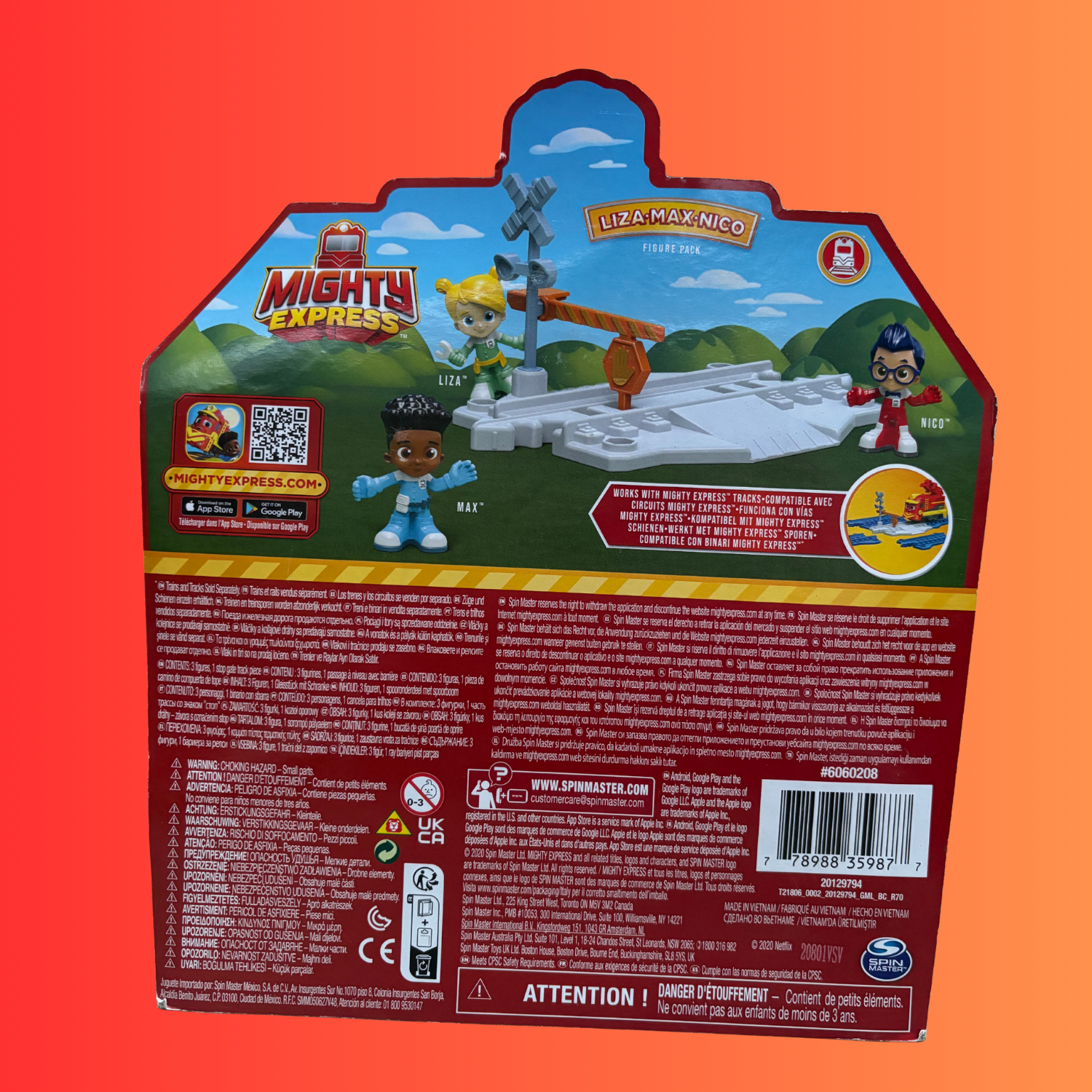 Mighty Express Kinderfiguren 3er Set mit Gleisstück und Schranke