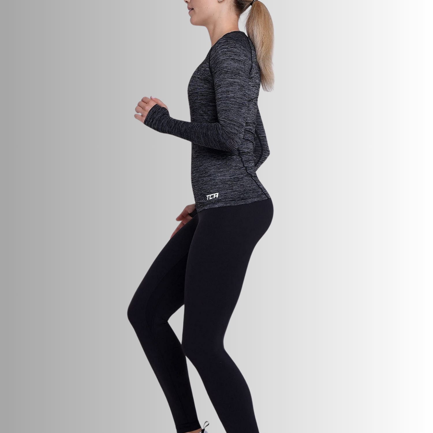 TCA Damen Elle Langarm V-Ausschnitt Laufshirt, Sportshirt, Trainingsshirt Größe: XS