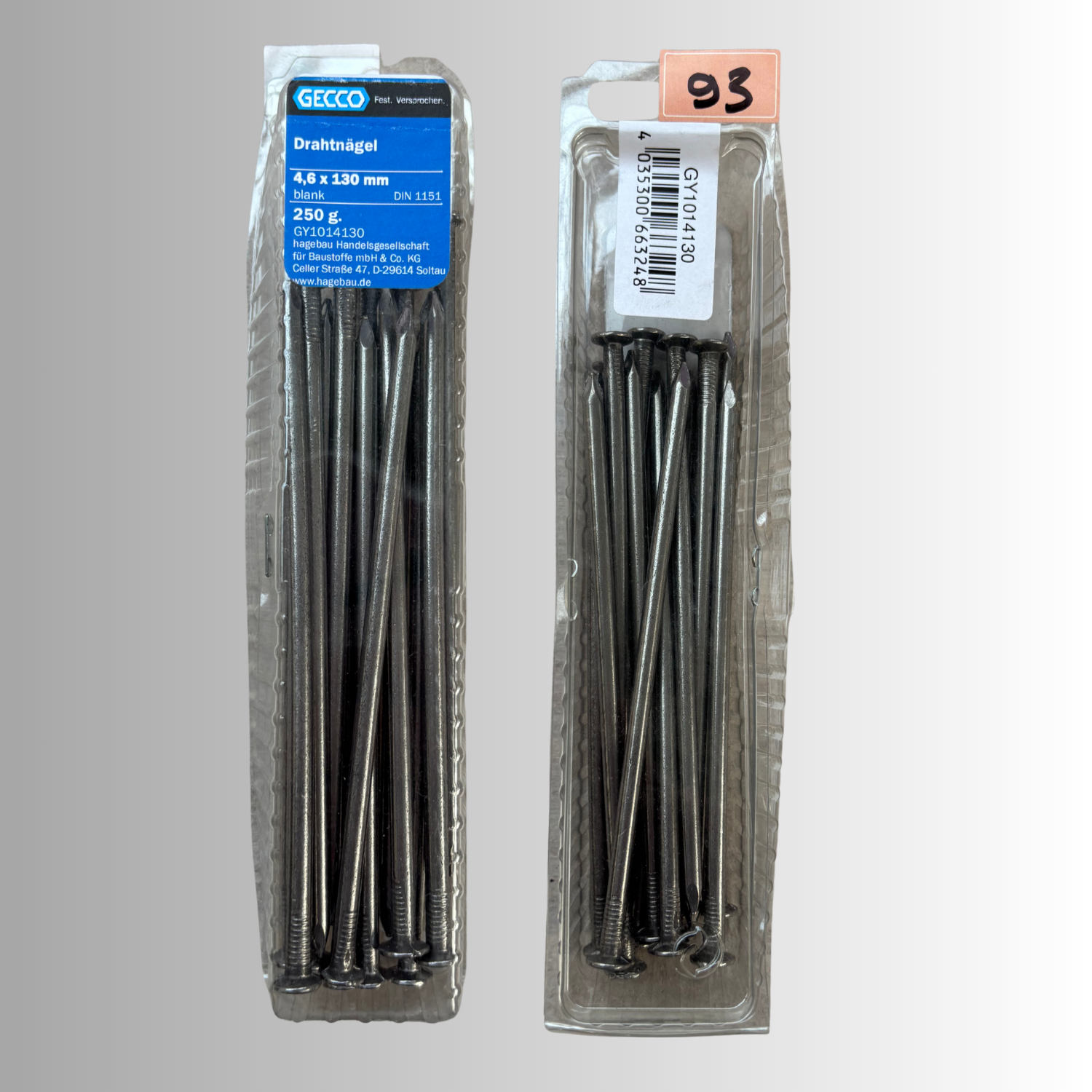 No.93 Gecco Drahtnägel 4,6x130mm - 250g Blank