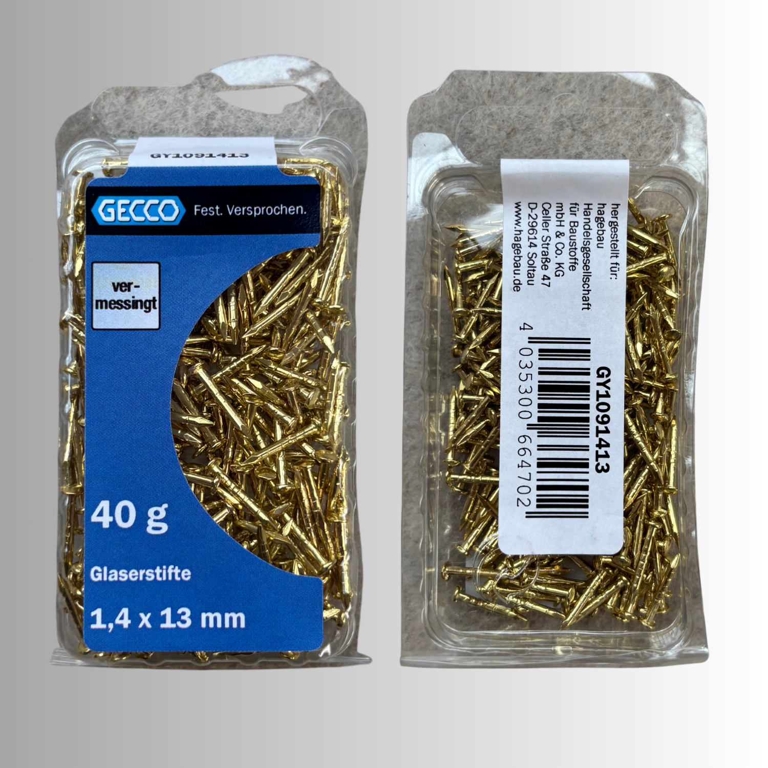 No.82 Gecco Glaserstifte 1,4x13mm - 40g Vermessingt
