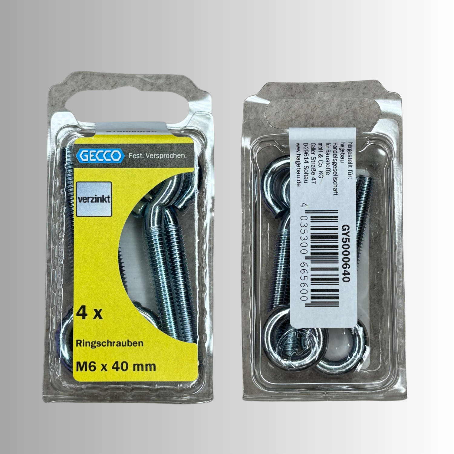 No.7 Gecco Ringschrauben M6x40mm - 4 Stück  Verzinkt