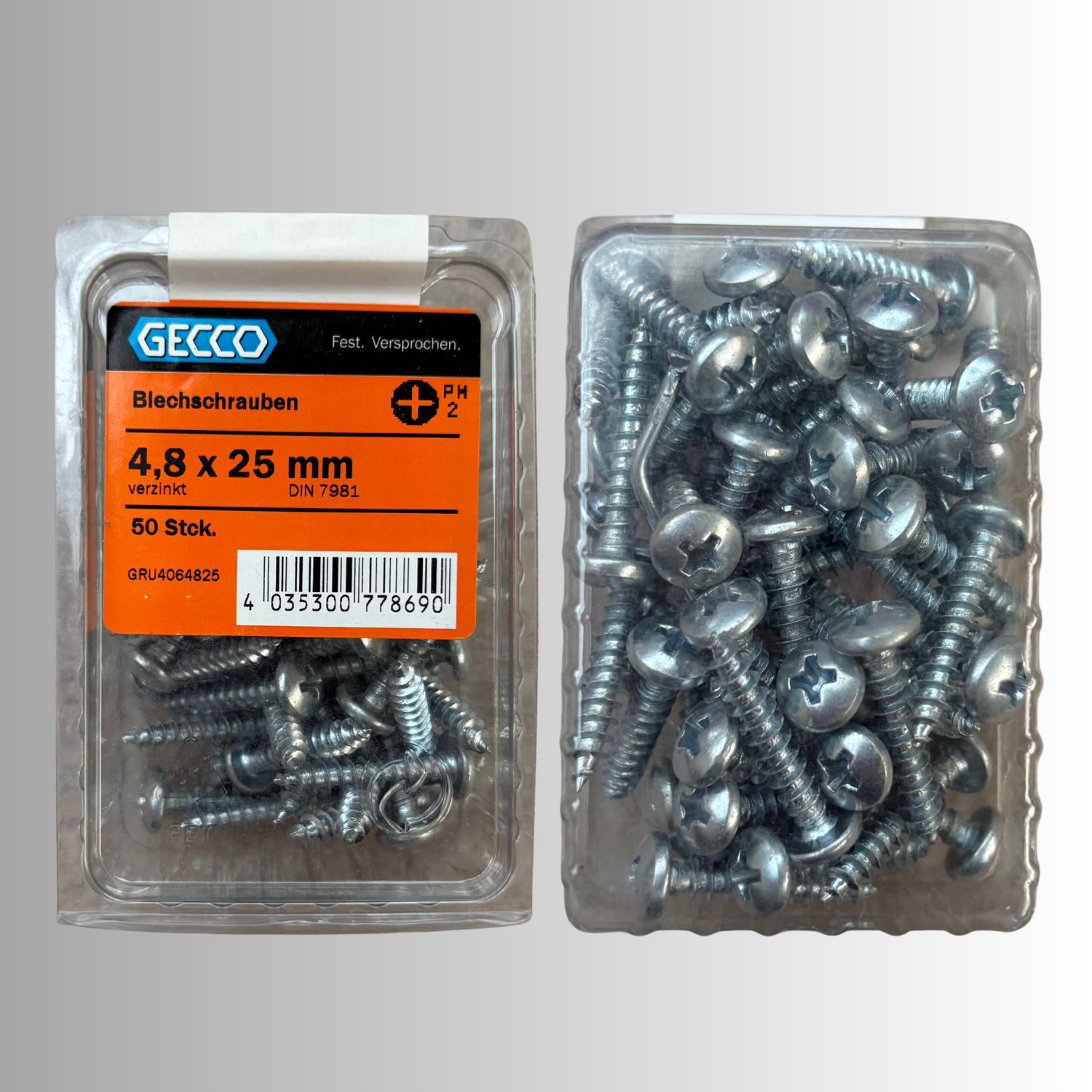 No.111 Gecco Blechschrauben 4.8x25mm - 50 Stück Verzinkt