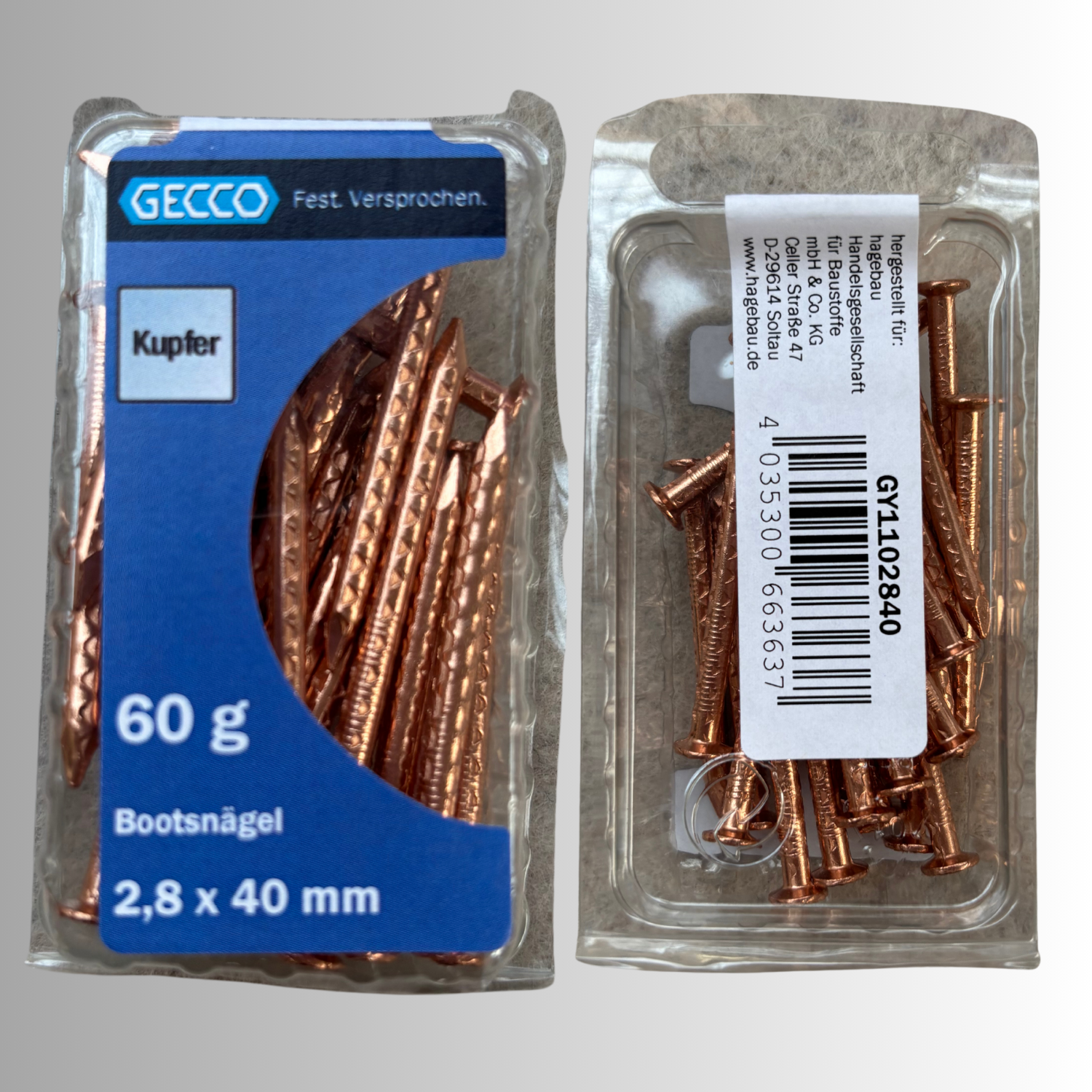 No.72 Gecco Bootsnägel 2,8x40mm - 60g Kupfer