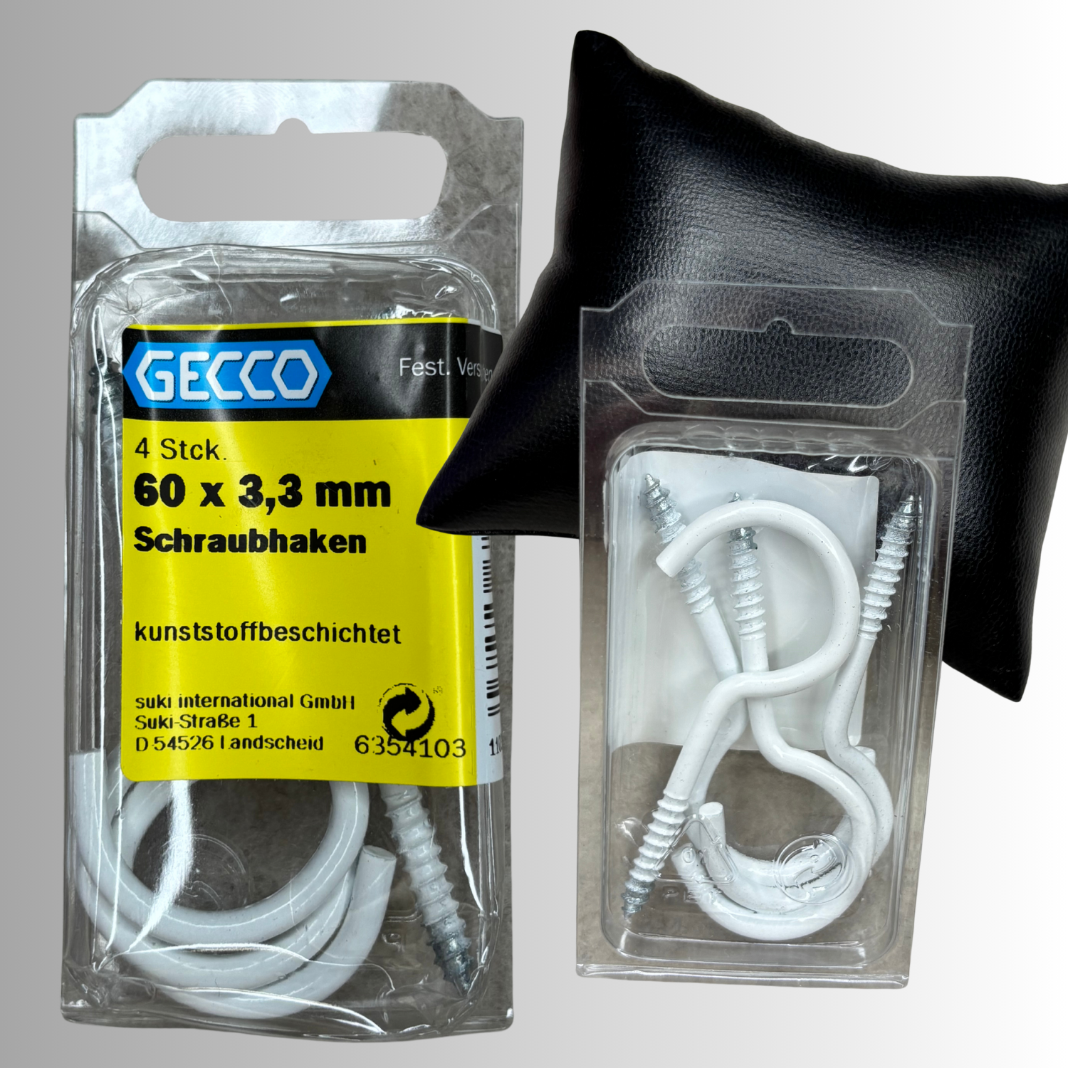 No.58 Gecco Schraubhaken 60x3,3mm - 4 Stück Kunststoffbeschichtet
