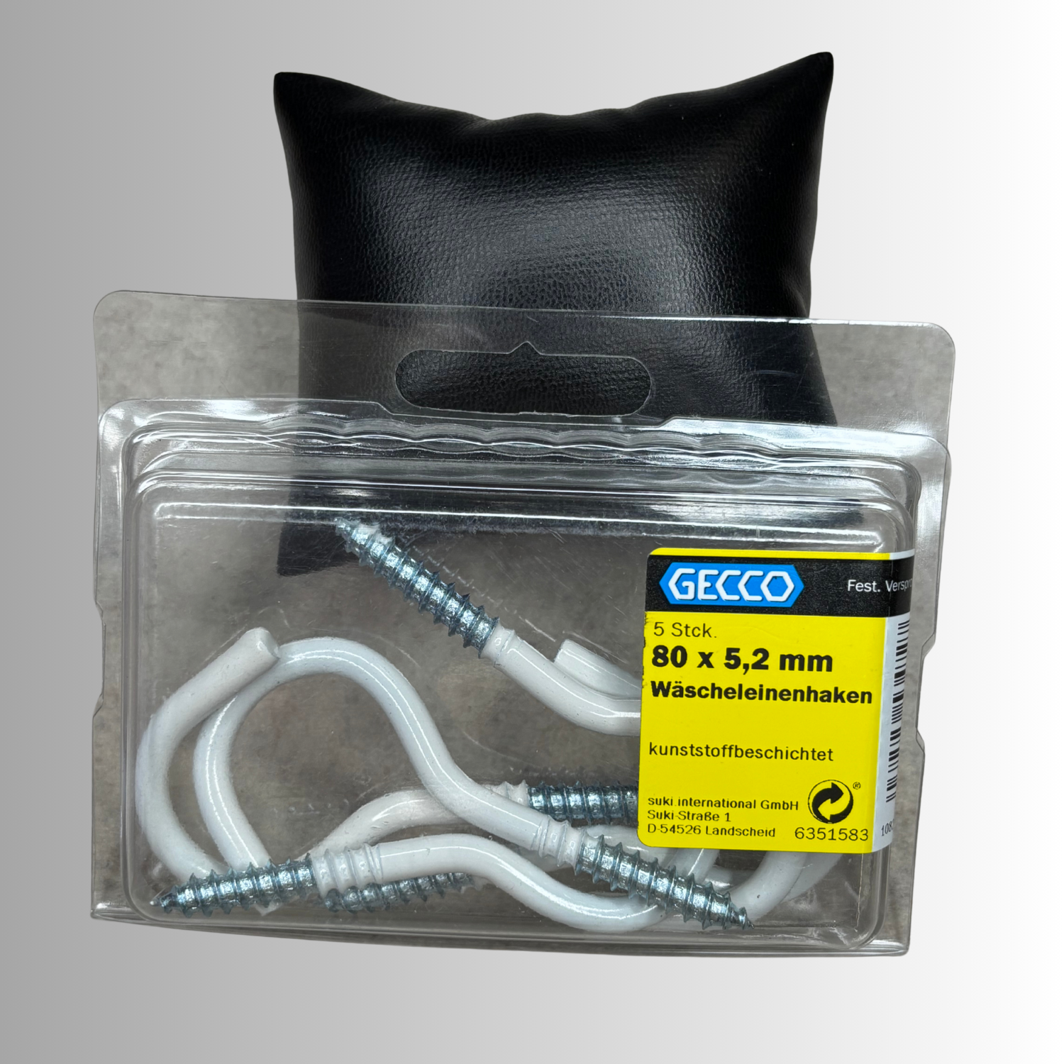 No.17 Gecco Wäscheleinenhaken 80x5,2mm - 5 Stück Kunststoffbeschichtet