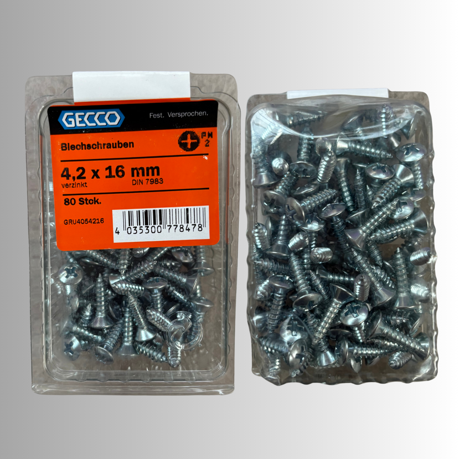 No.132 Gecco Blechschrauben 4,2x16mm - 80 Stück Verzinkt