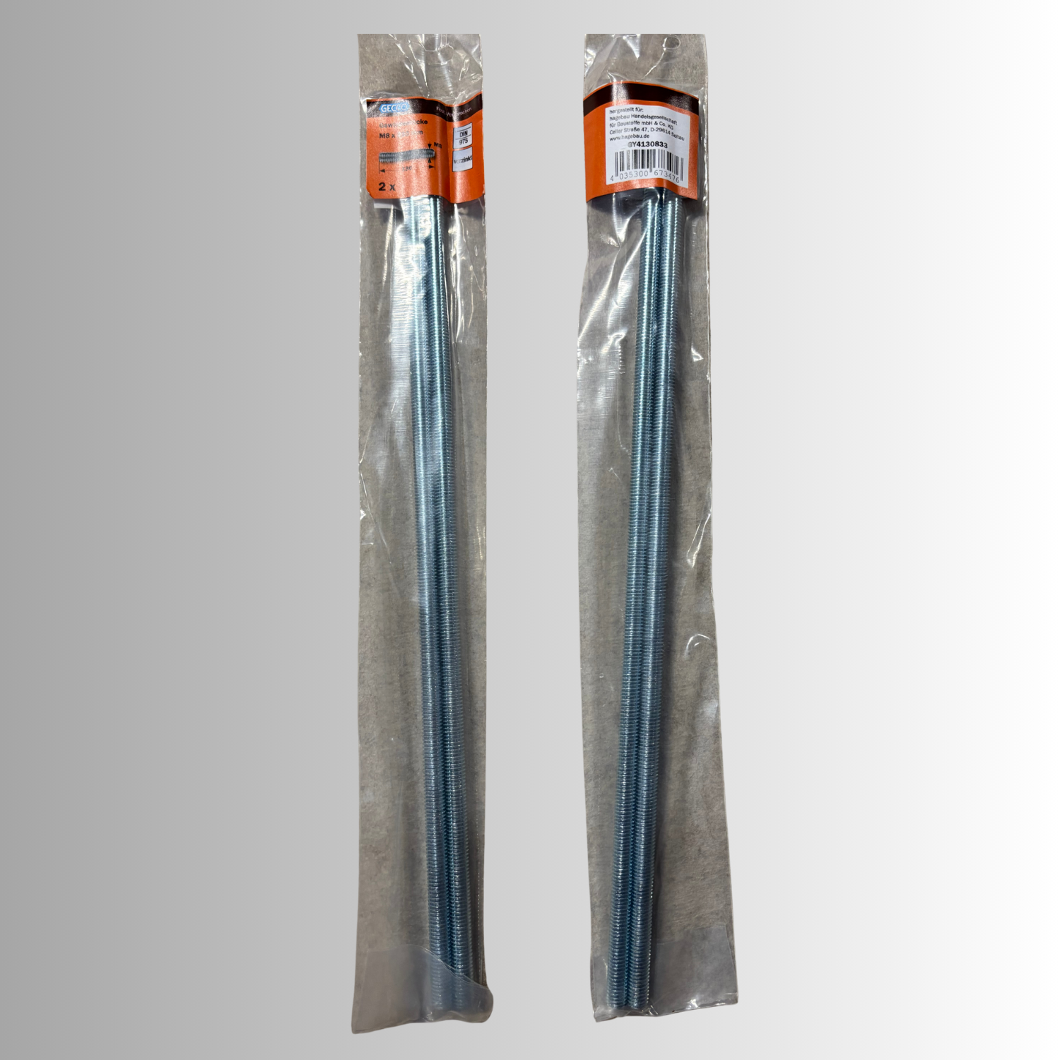 No.179 Gecco Gewindestücke / Gewindestange M8x330mm - 2 Stück Verzinkt