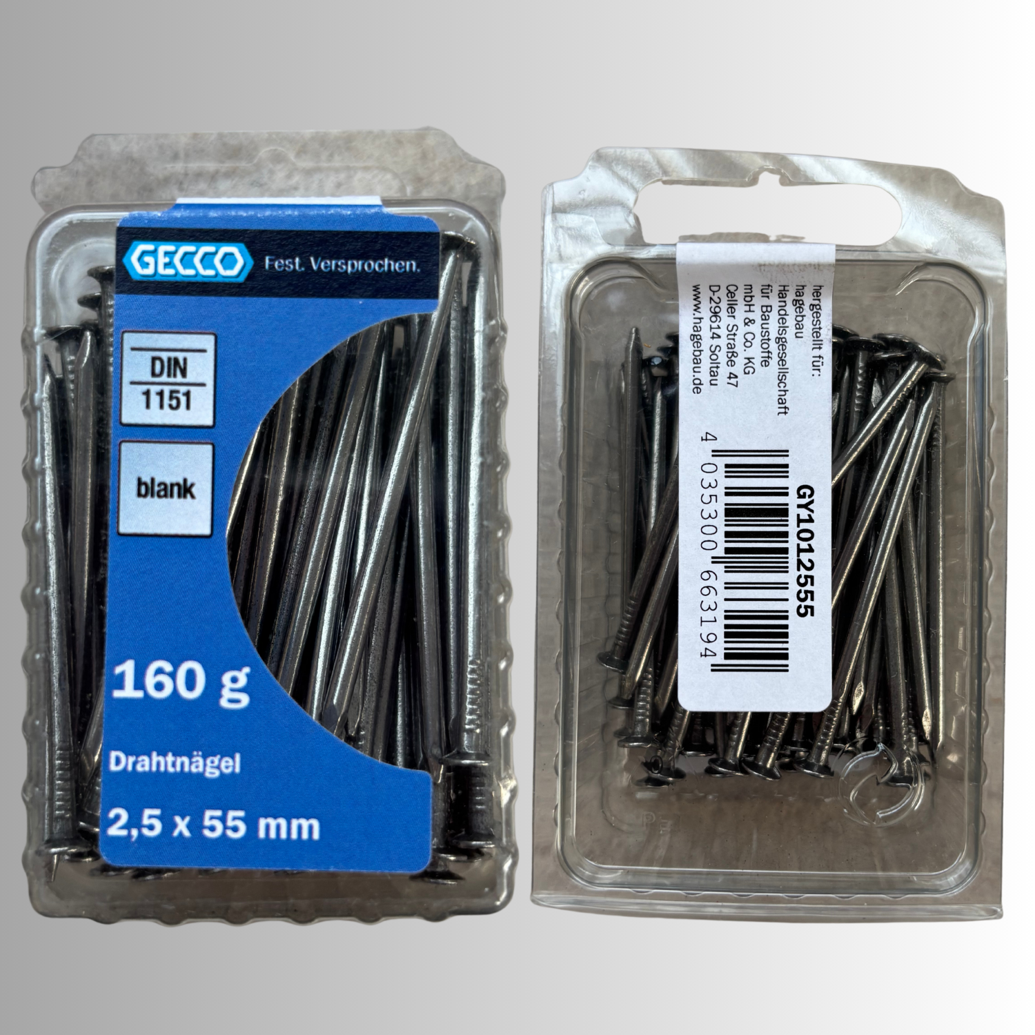 No.73 Gecco Drahtnägel 2,5x55mm - 160g Blank