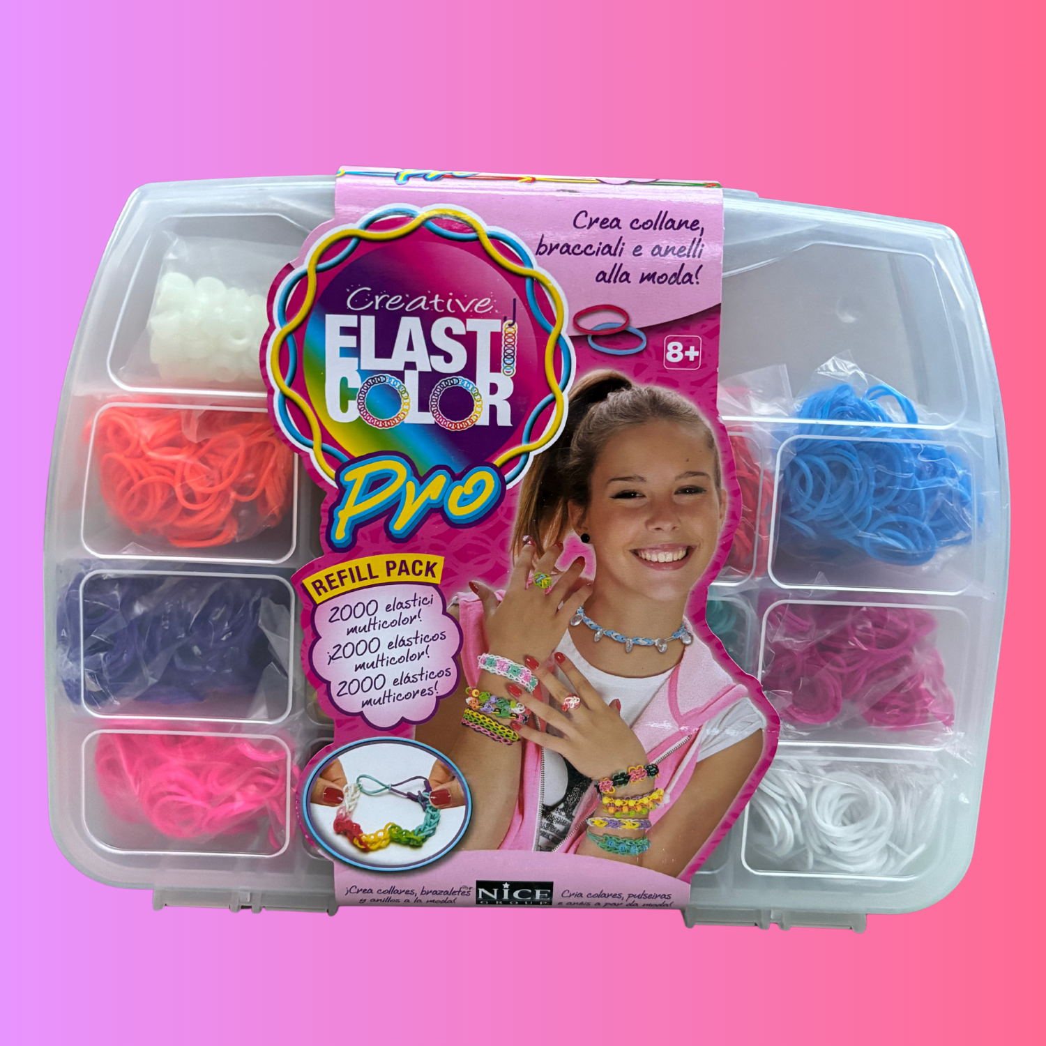 Elasticolor Pro Koffer Farben sortiert Armbänder mit Perlen