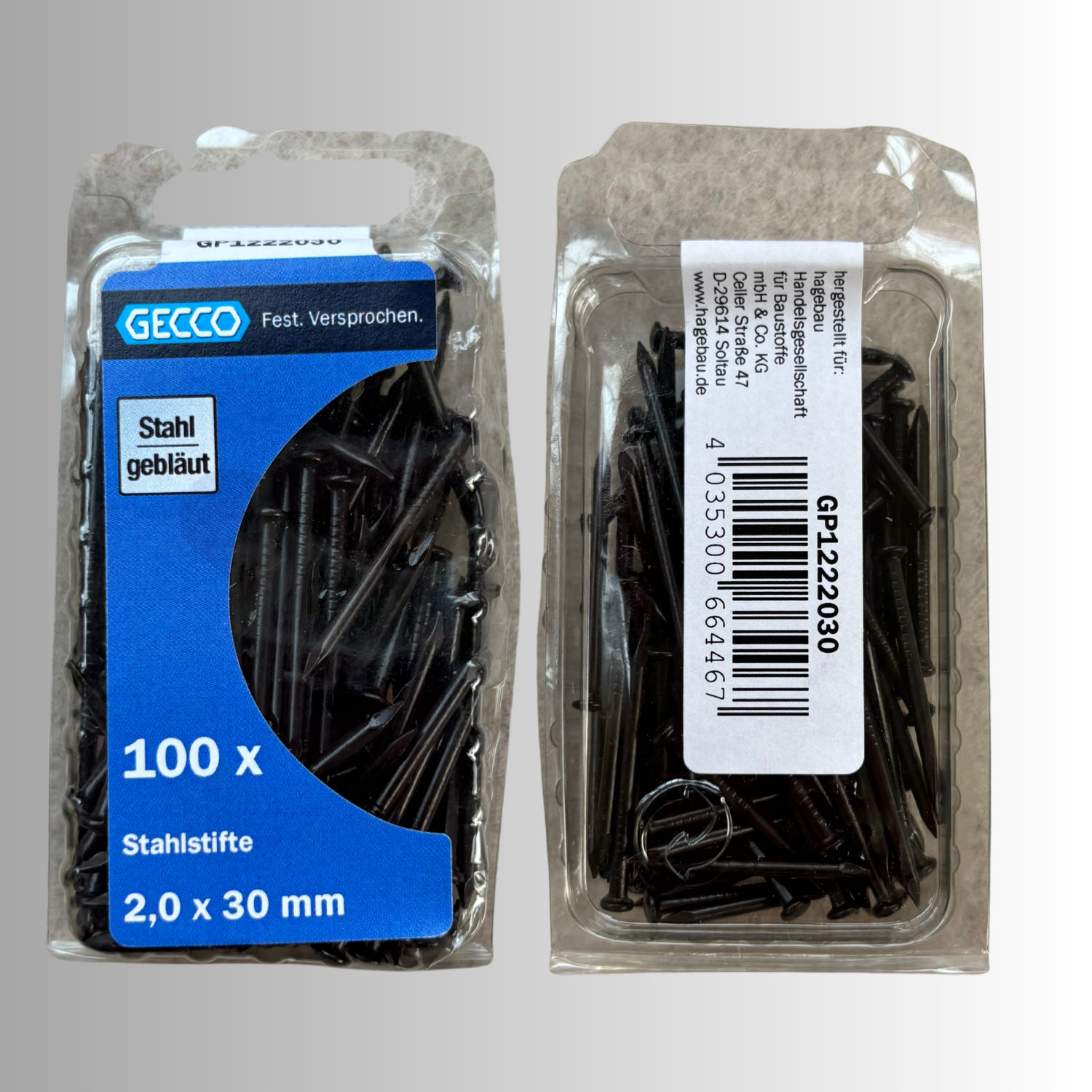 No.85 Gecco Stahlstifte 2,0x30mm - 100 Stück Stahl Gebläut