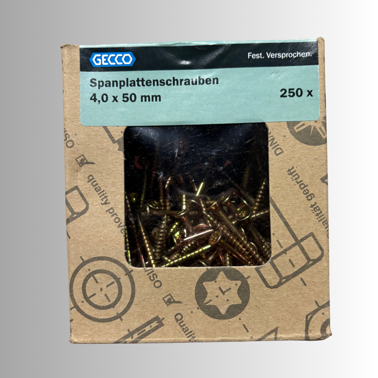 No.252 Gecco Spanplattenschrauben 4,0x50mm - 250 Stück Verzinkt