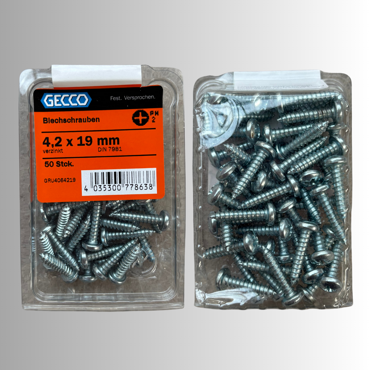 No.104 Gecco Blechschrauben 4,2x19mm - 50 Stück Verzinkt