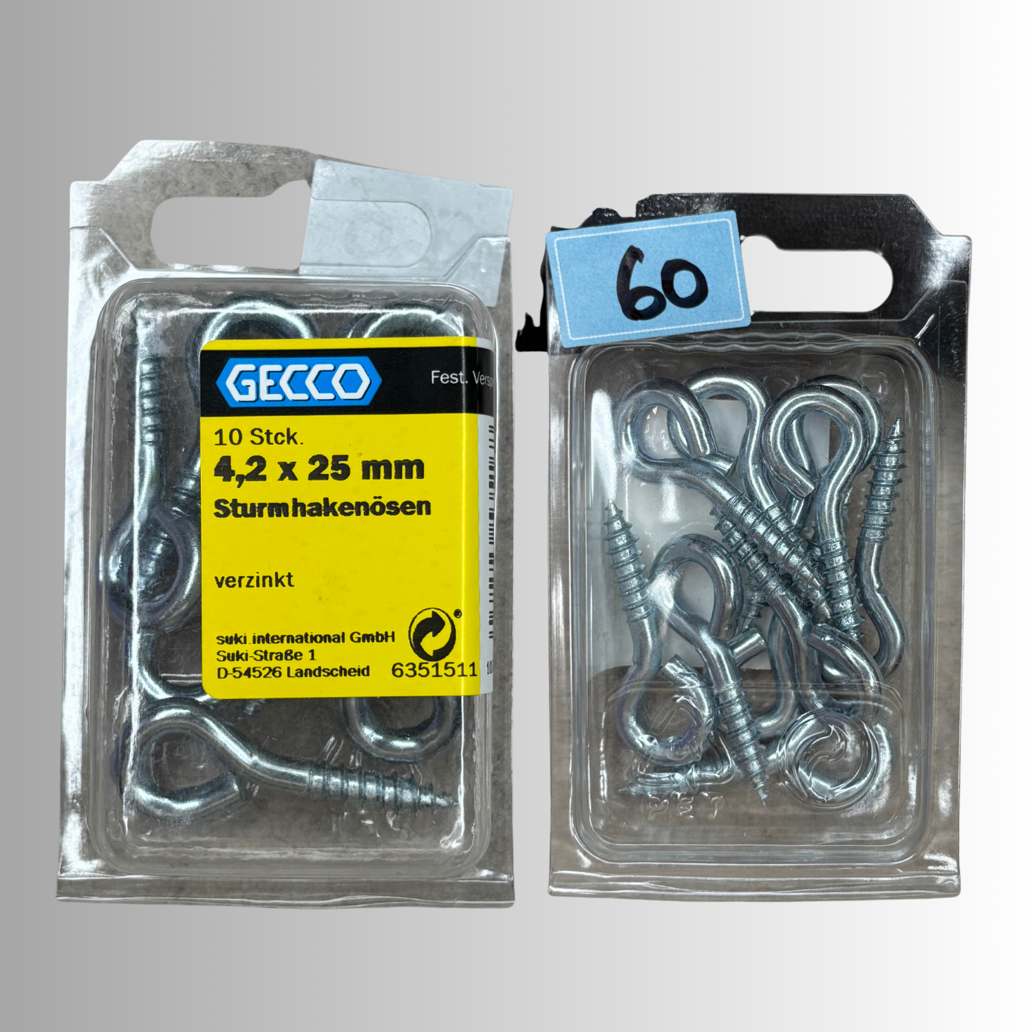 No.60 Gecco Sturmhakenösen 4,2x25mm - 10 Stück Verzinkt