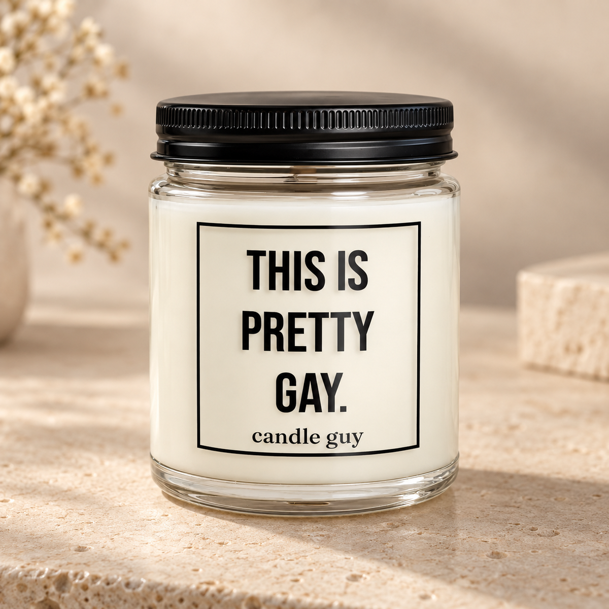 Kerze mit Spruch | This is pretty gay. | Farbe Weiß