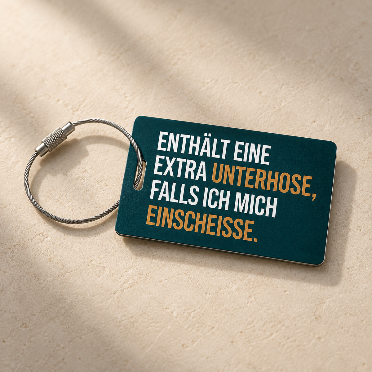 Gepäckanhänger mit Spruch | Enthält eine extra Unterhose, falls ich mich einscheiße.