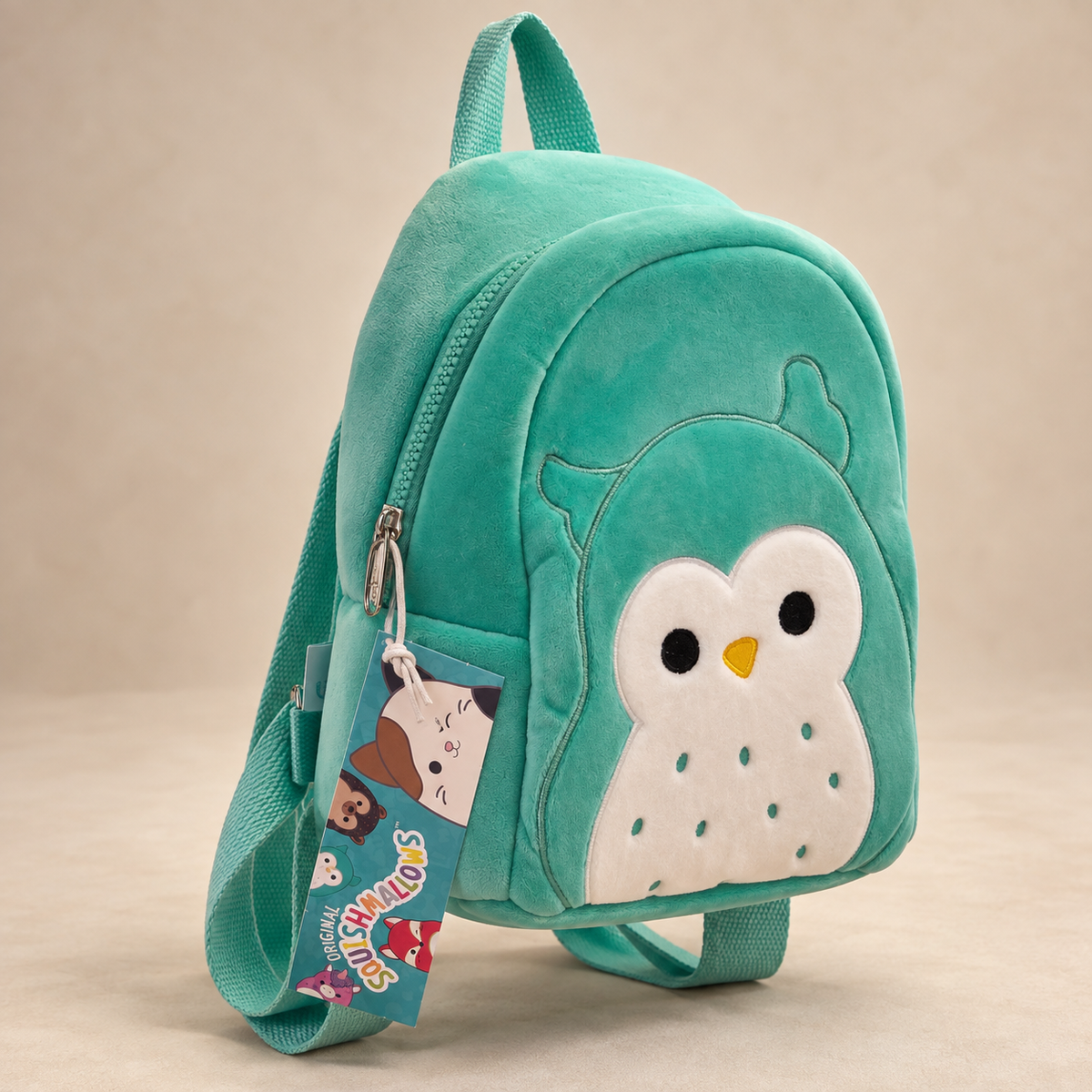 Squishmallows Winston the Owl Plüsch-Rucksack – Türkis