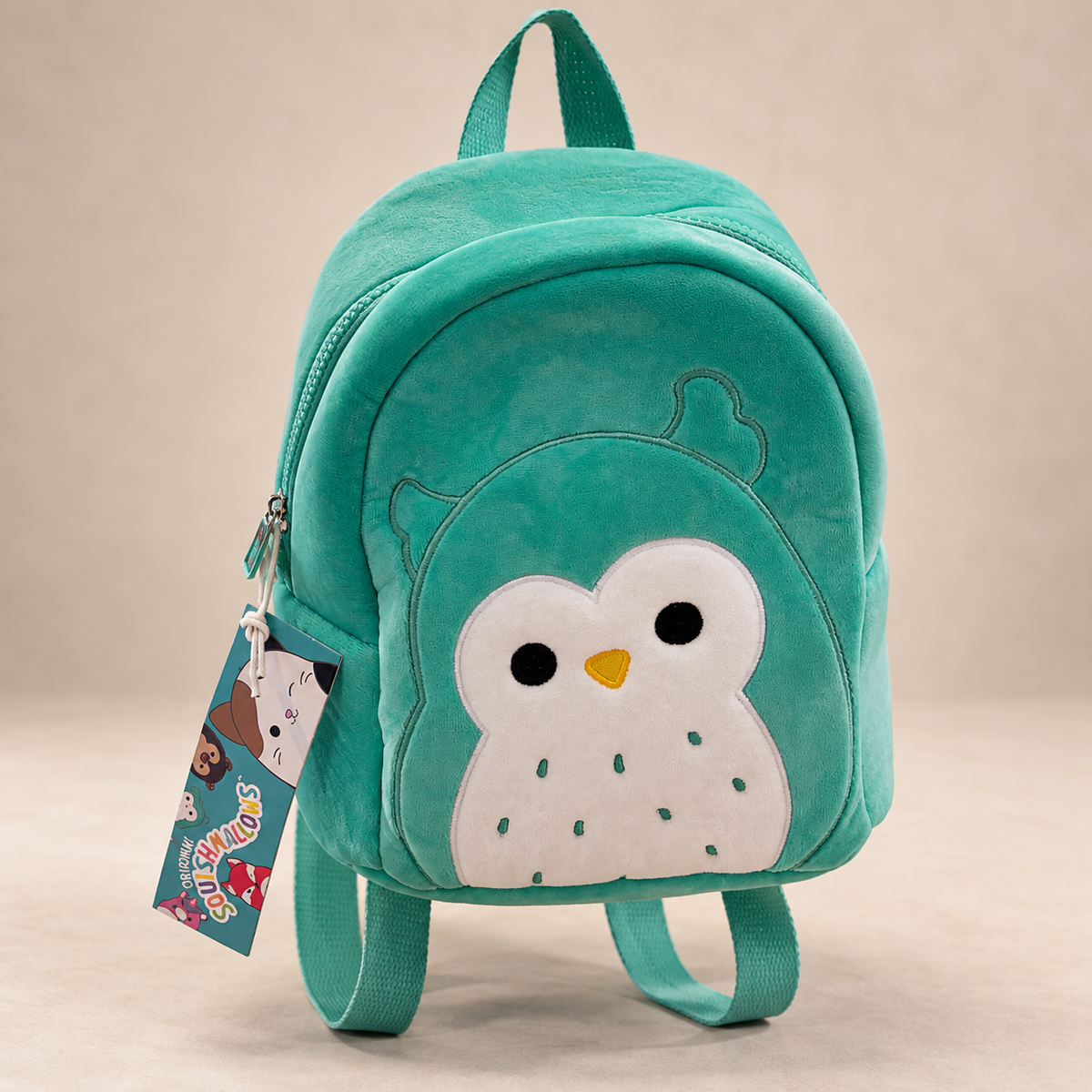 Squishmallows Winston the Owl Plüsch-Rucksack – Türkis