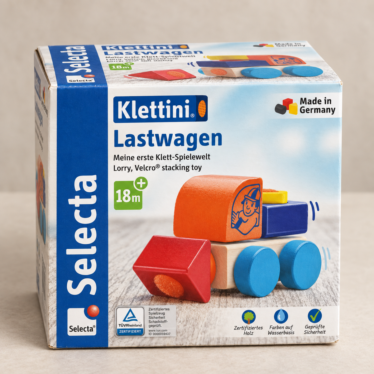 Selecta Klettini Lastwagen Holzspielzeug ab 18 Monaten