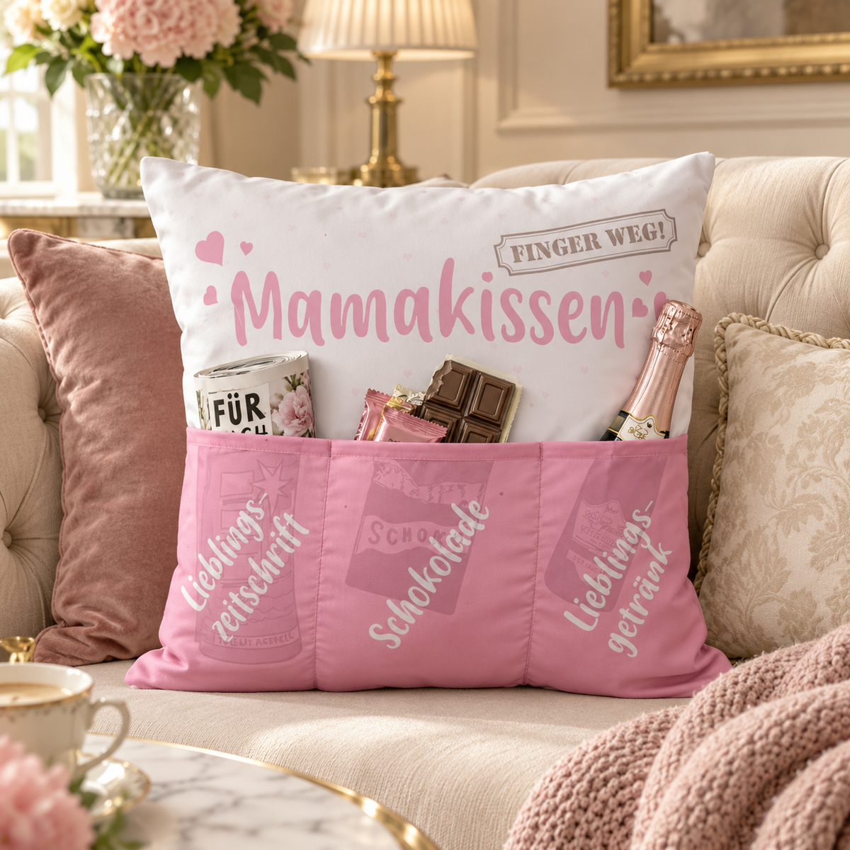 Dekokissen „Mamakissen“ mit praktischen Taschen