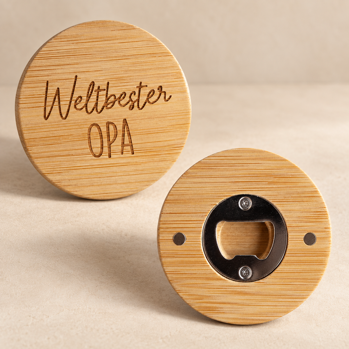 Flaschenöffner aus Holz „Weltbester Opa“ – 8 cm
