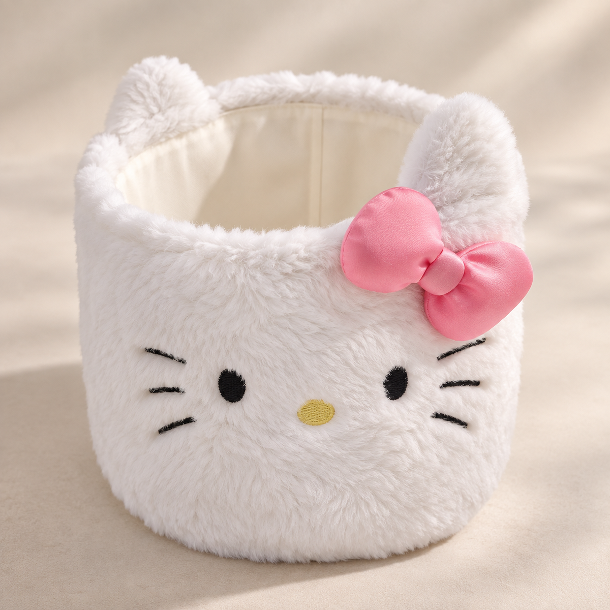 Hello Kitty Aufbewahrungskorb mit Kunstpelz – 24 × 29 cm