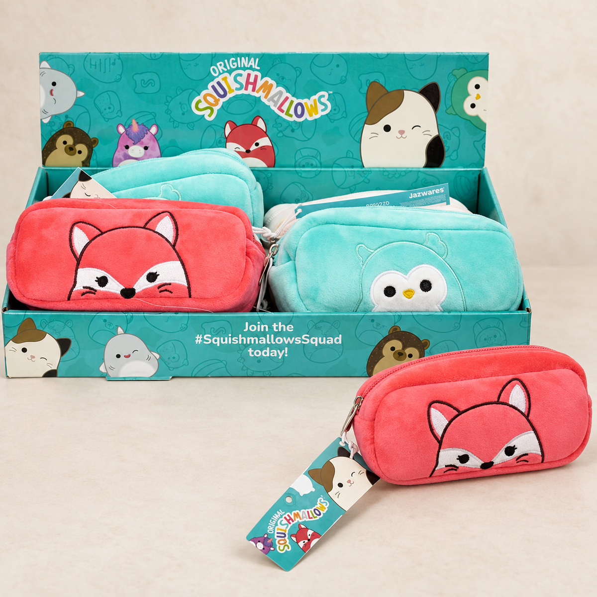 Squishmallows Plüsch-Etui  4 verschiedene Designs  ca. 19,5 × 6 × 7 cm