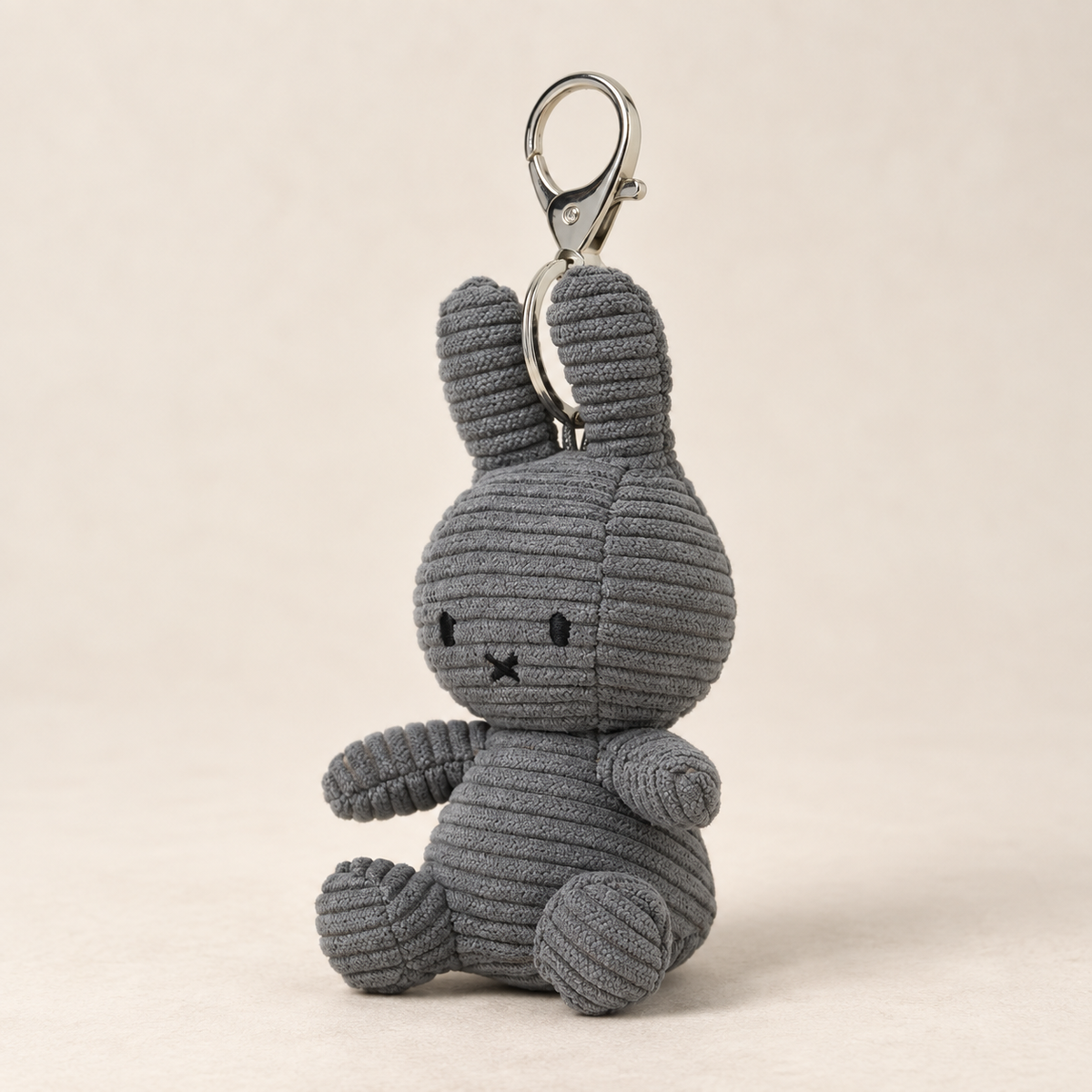 GRAU Miffy Keychain ECO Corduroy 10 cm / 4"  Schlüsselanhänger von Bon Ton Toys