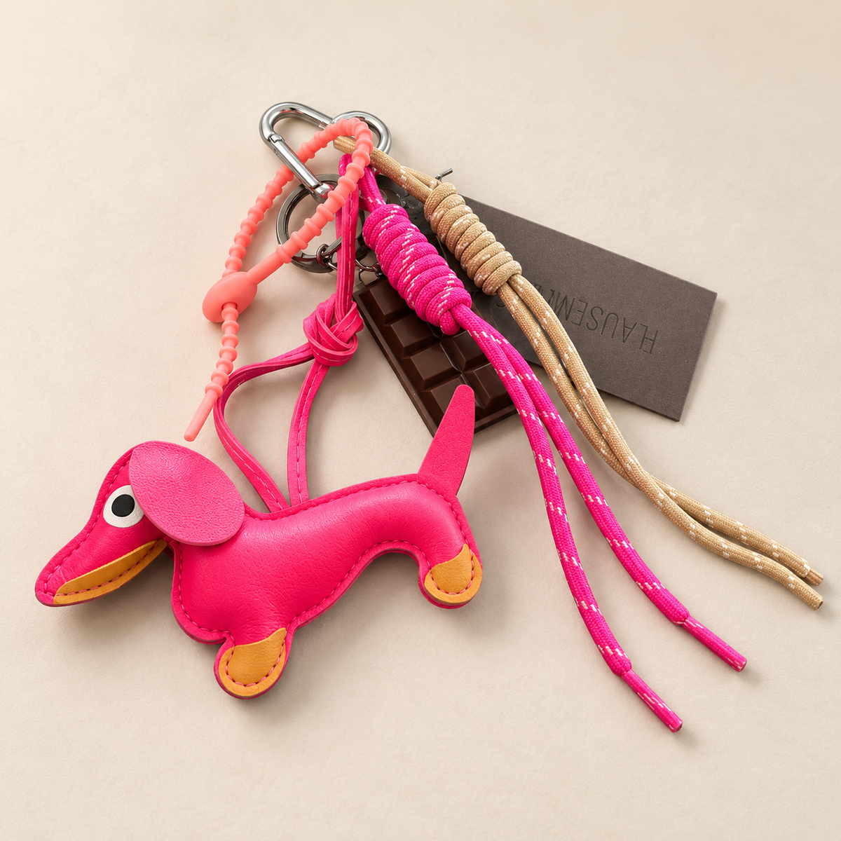 Schlüsselanhänger mit Hunde-Anhänger Pink
