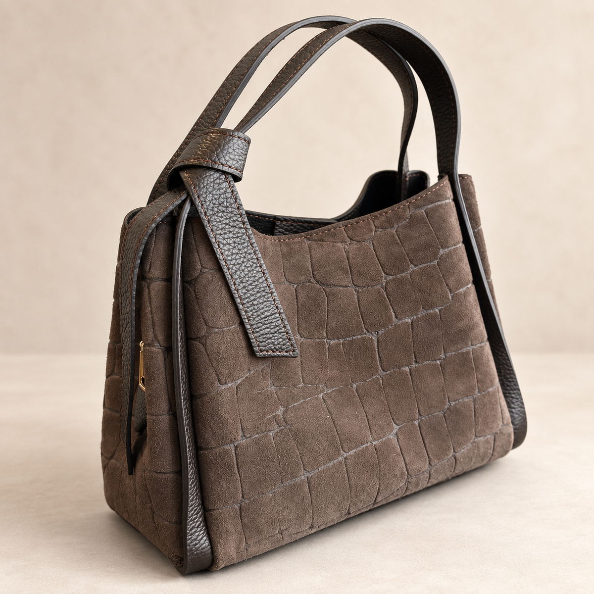 Echtleder-Handtasche „Made in Italy“  Kroko-Optik | 2 Farbvarianten