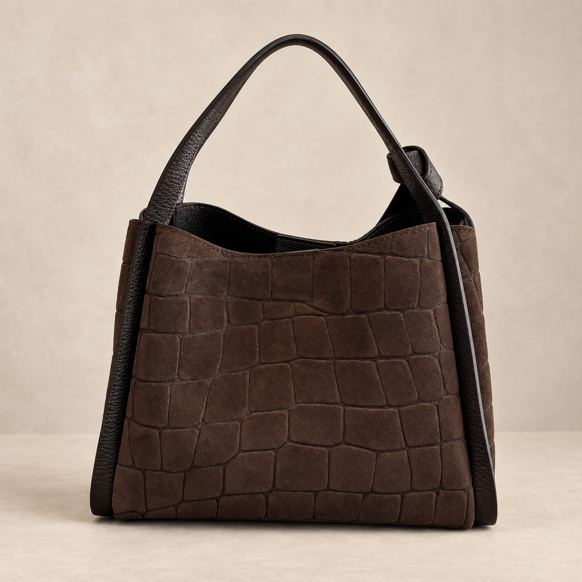 Echtleder-Handtasche „Made in Italy“  Kroko-Optik | 2 Farbvarianten