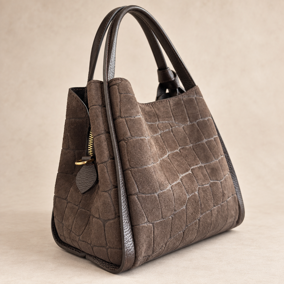 Echtleder-Handtasche „Made in Italy“  Kroko-Optik | 2 Farbvarianten