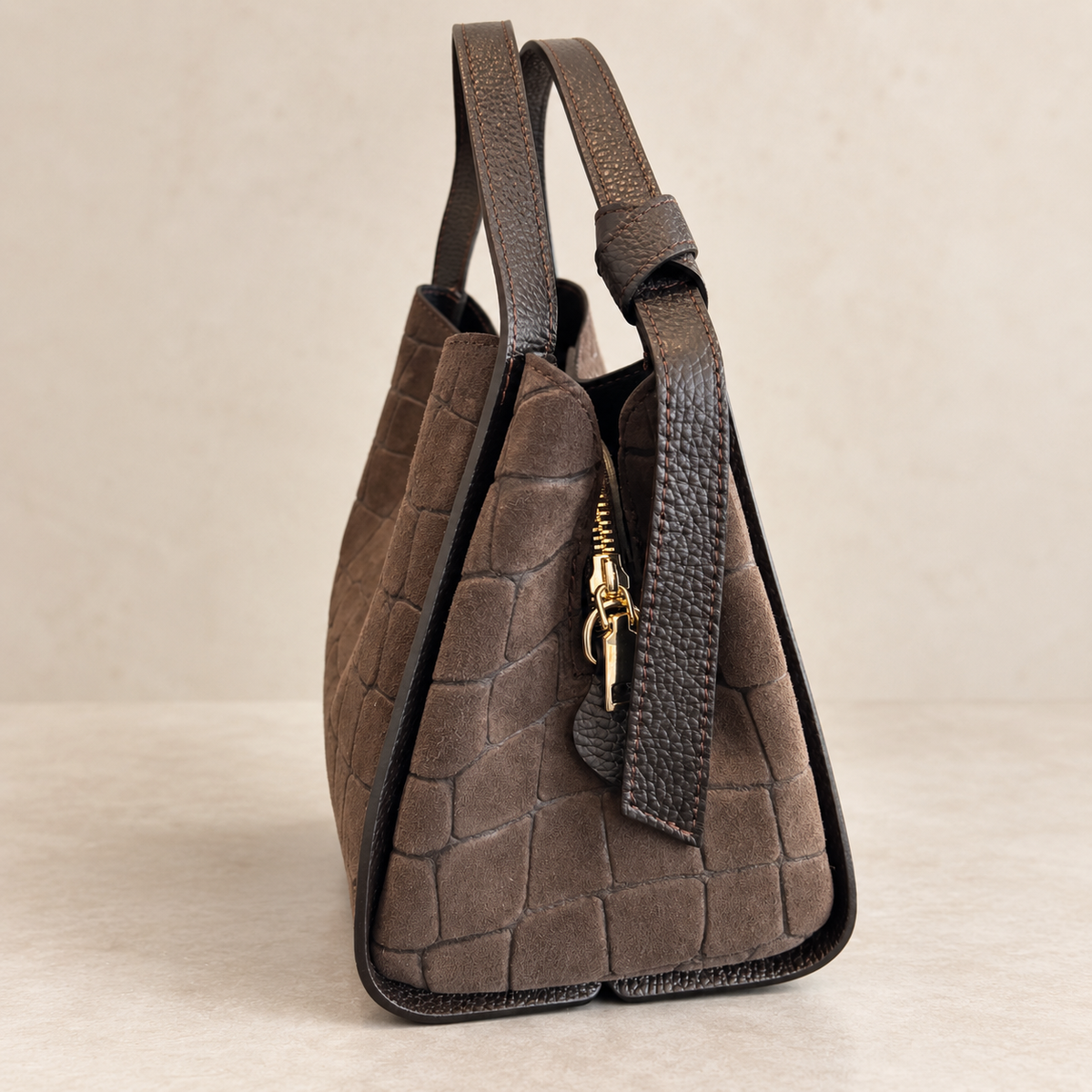 Echtleder-Handtasche „Made in Italy“  Kroko-Optik | 2 Farbvarianten
