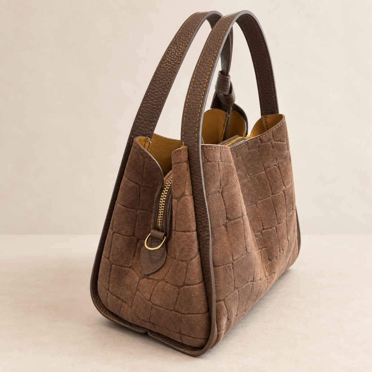 Echtleder-Handtasche „Made in Italy“  Kroko-Optik | 2 Farbvarianten