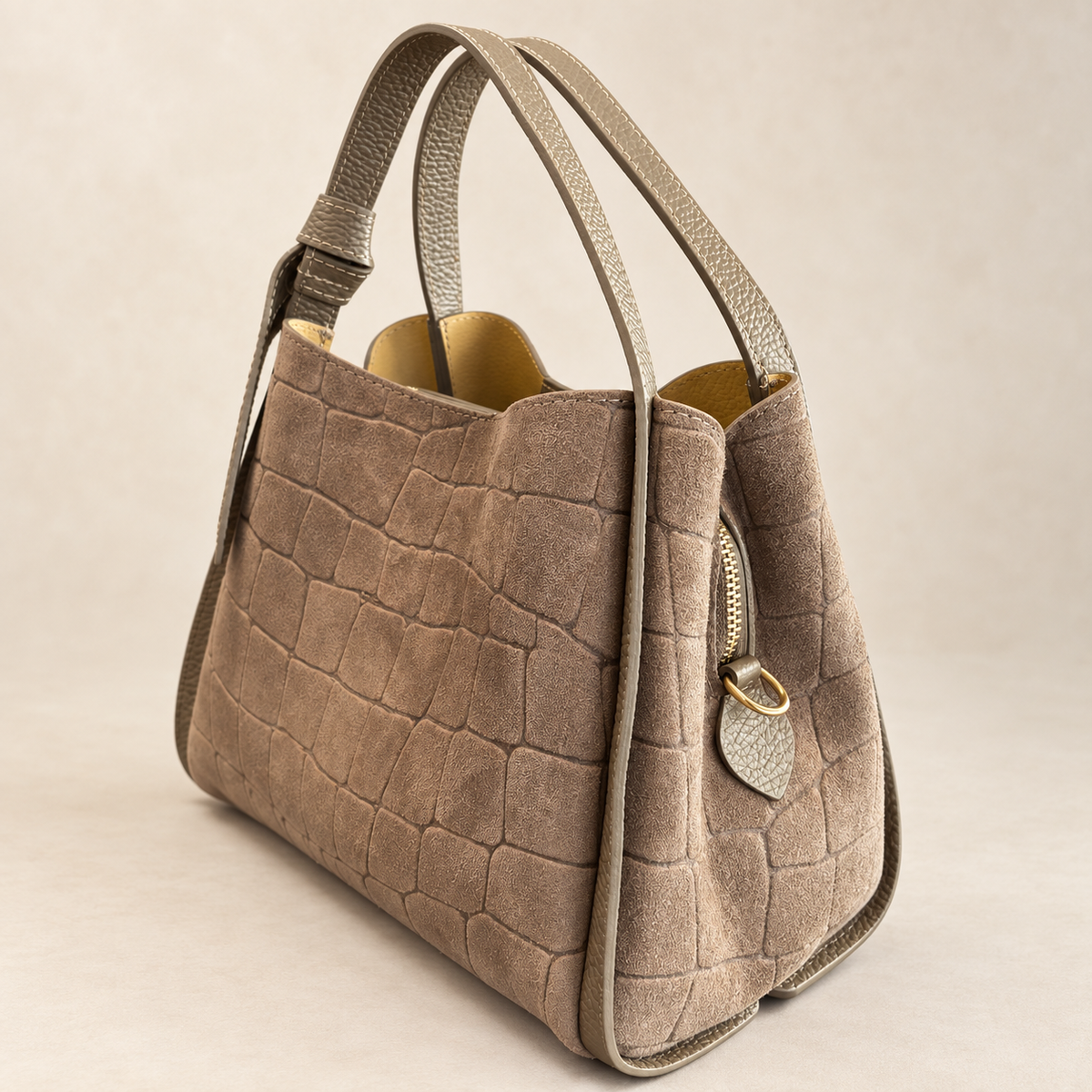 Echtleder-Handtasche „Made in Italy“  Kroko-Optik | 2 Farbvarianten
