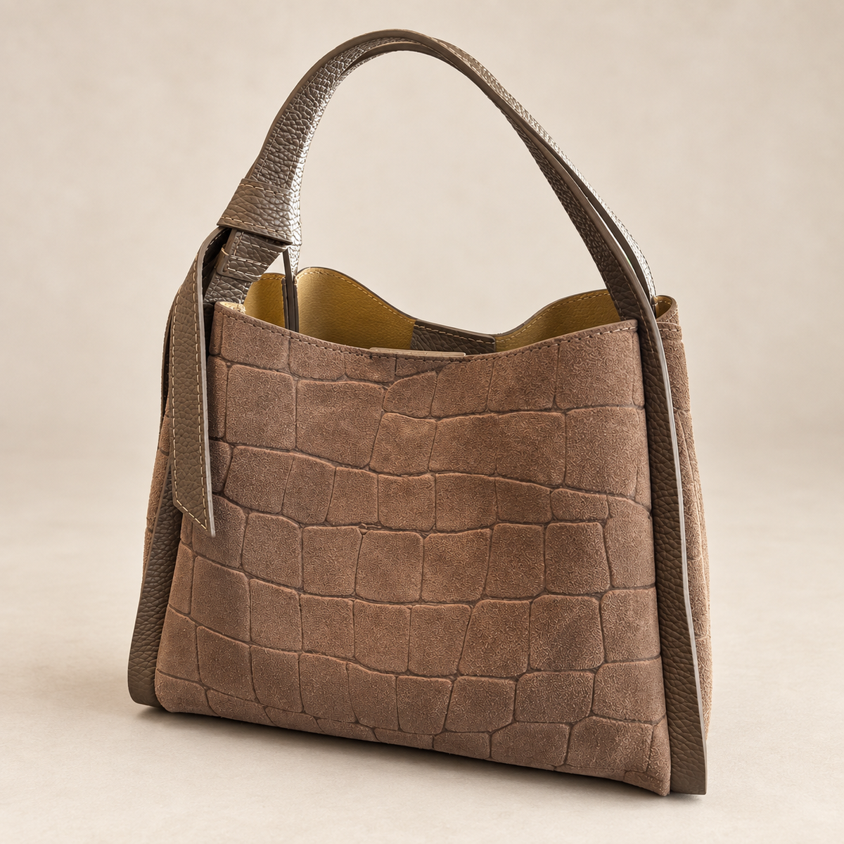 Echtleder-Handtasche „Made in Italy“  Kroko-Optik | 2 Farbvarianten