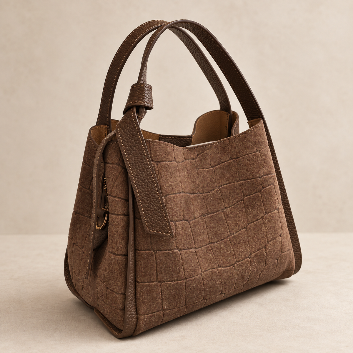 Echtleder-Handtasche „Made in Italy“  Kroko-Optik | 2 Farbvarianten