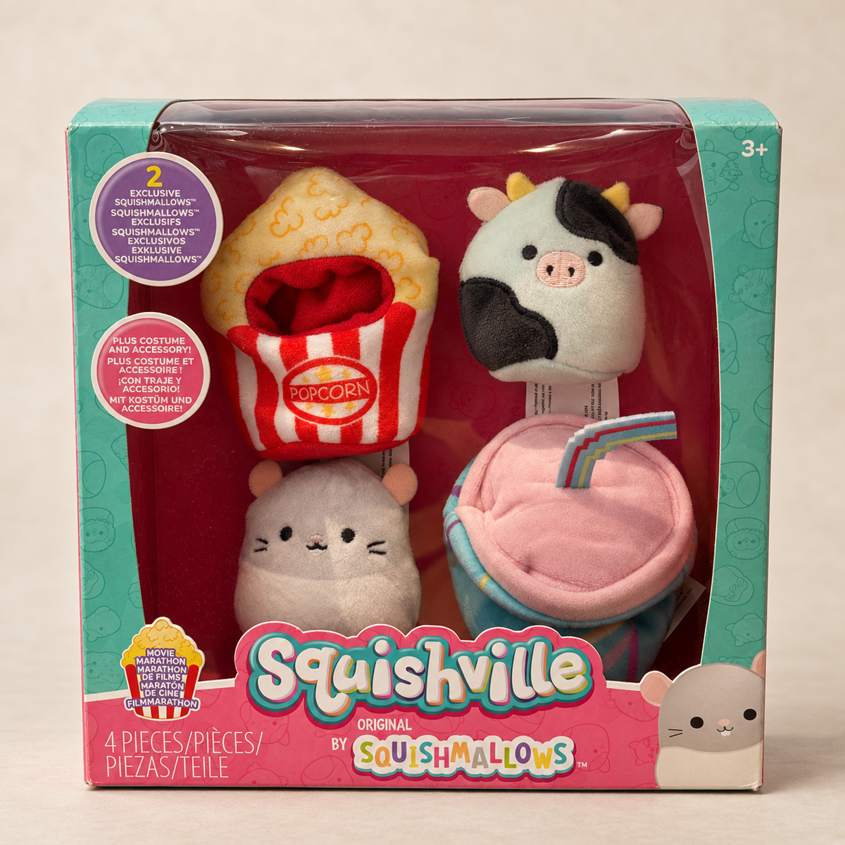 Squishmallows Squishville „Movie Marathon“  4-teiliges Plüsch-Set