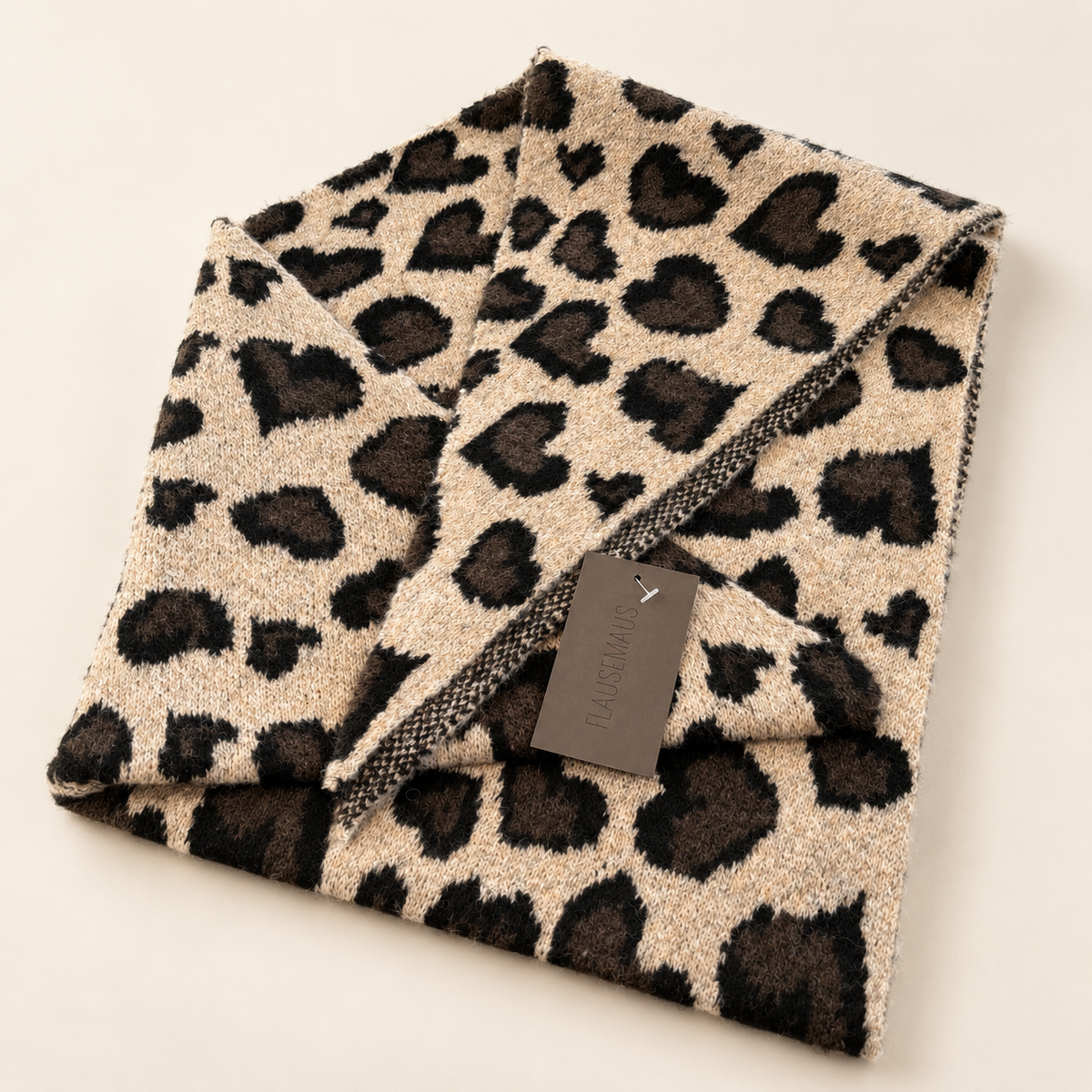 Dreiecksschal im Leo-Look – Beige, Braun & Schwarz