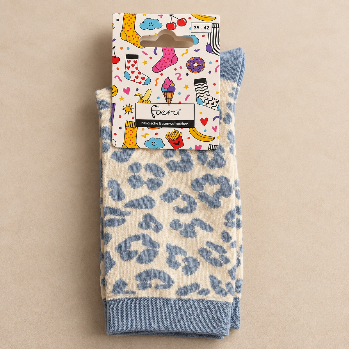 Damen Socken mit Leo-Print  Leopard / Leoparden Größe 35–42