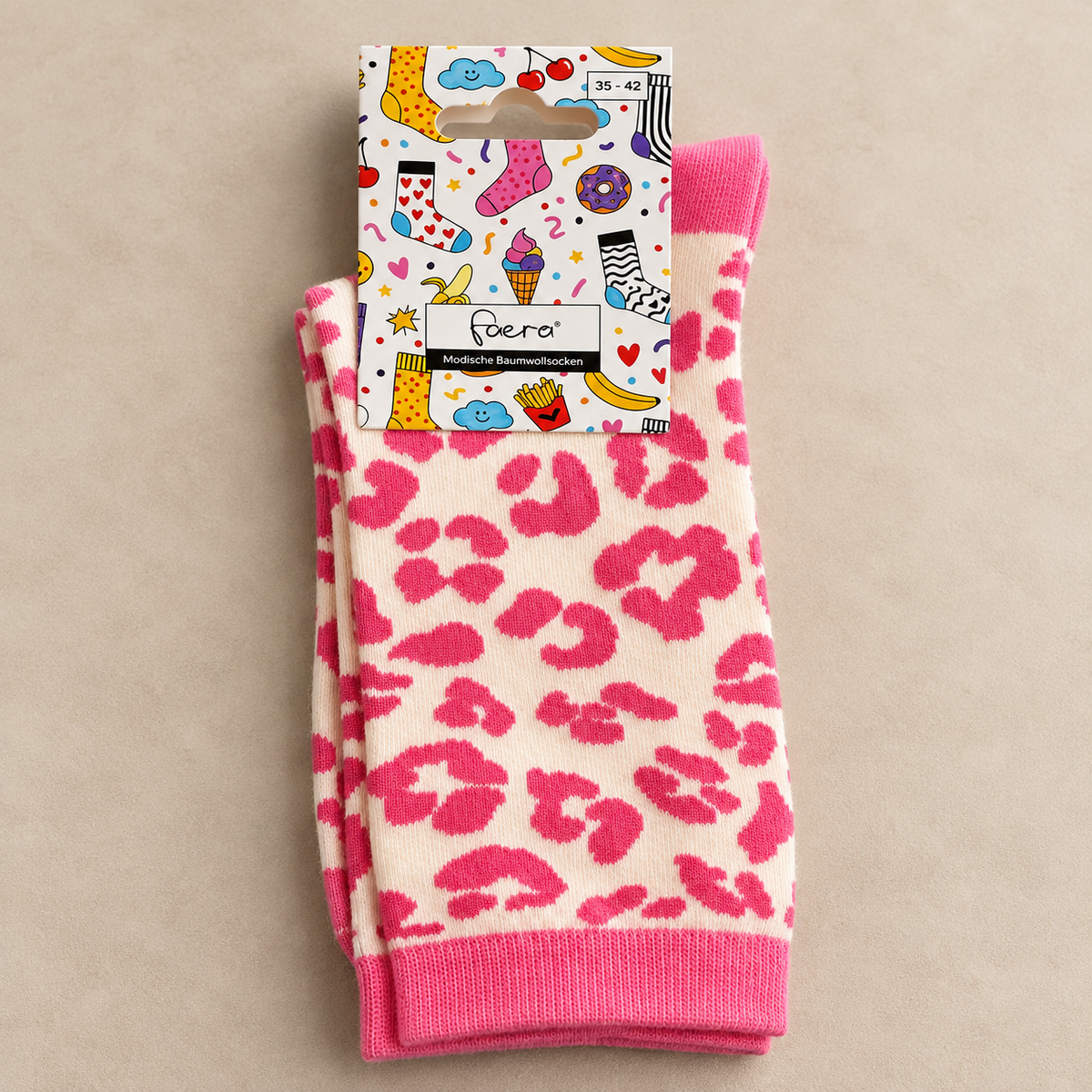 Damen Socken mit Leo-Print  Leopard / Leoparden Größe 35–42