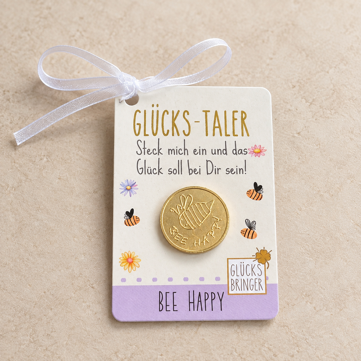 Glücks-Taler „Bee Happy“  kleiner Glücksbringer zum Verschenken